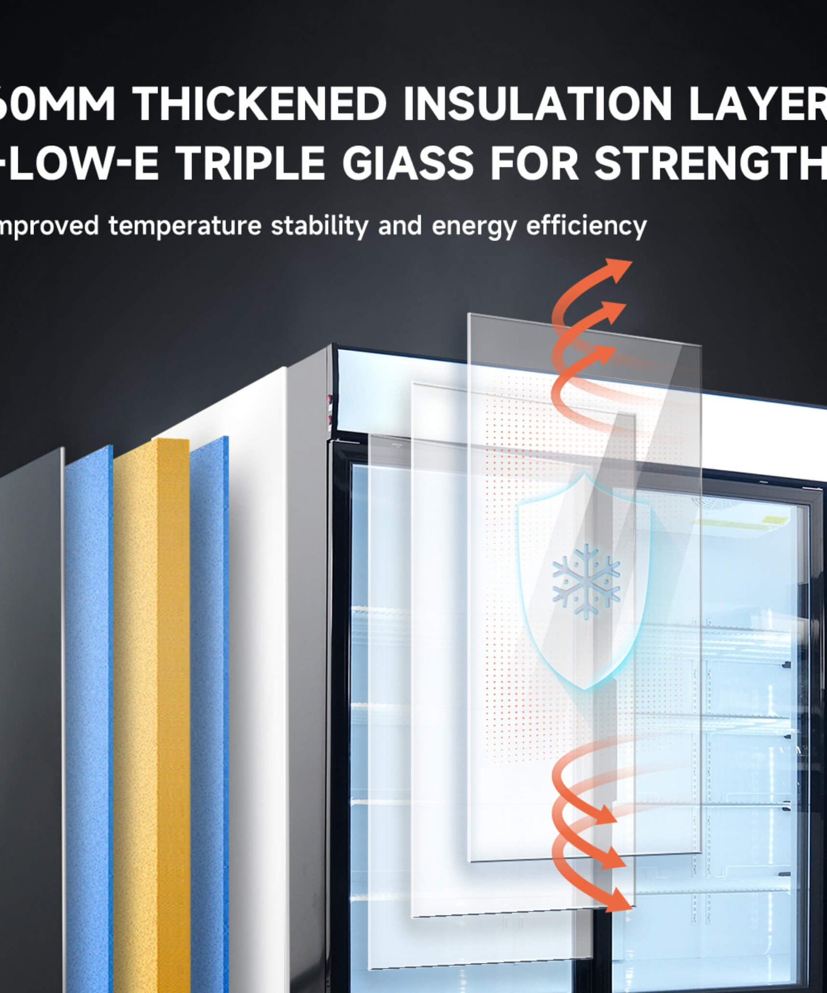 Commercial 70 Cu.Ft Reach-In Glass Door Merchandiser Freezer With LED Top Panel And Swing Door (SAK43890)