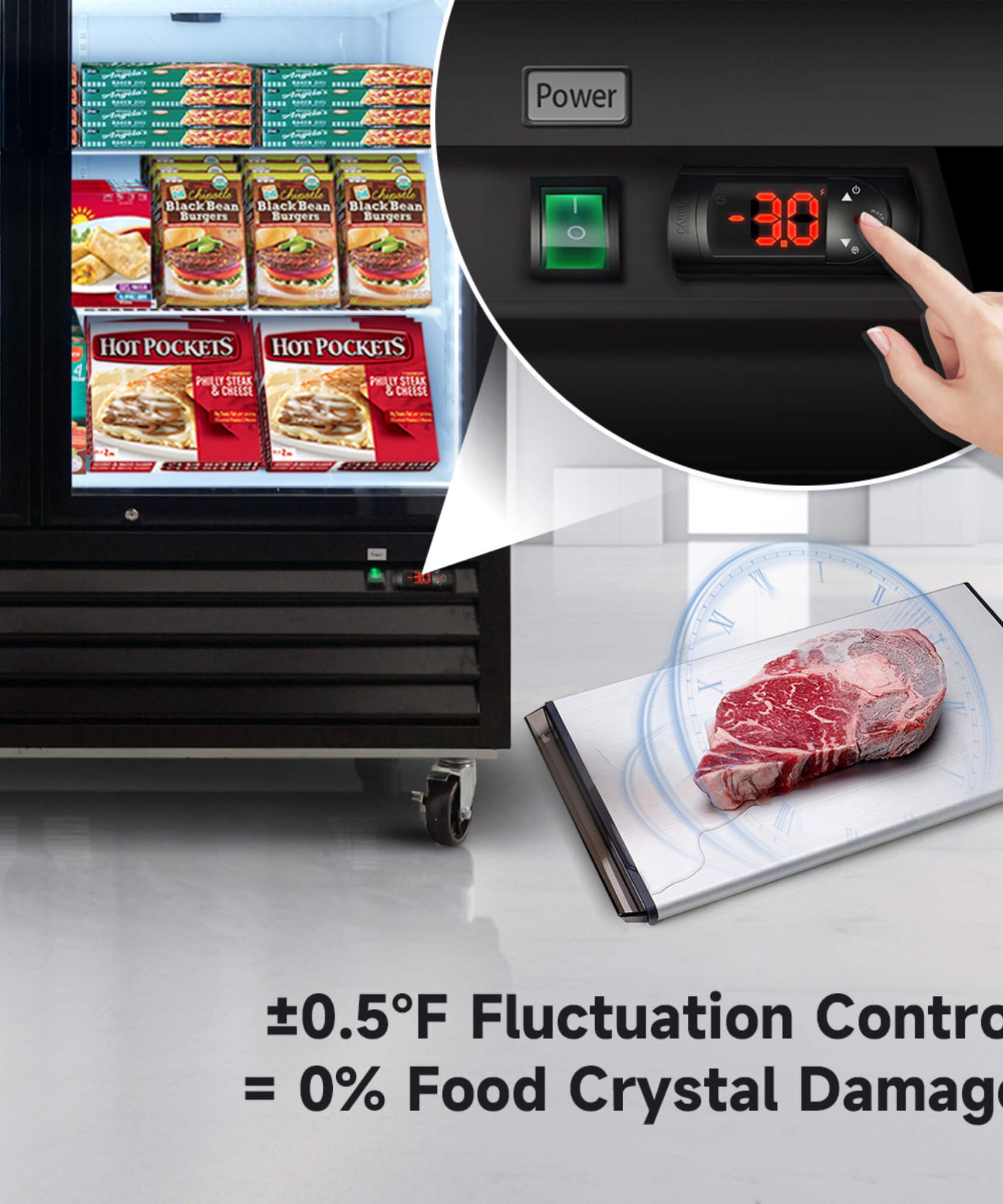Commercial 70 Cu.Ft Reach-In Glass Door Merchandiser Freezer With LED Top Panel And Swing Door (SAK43890)