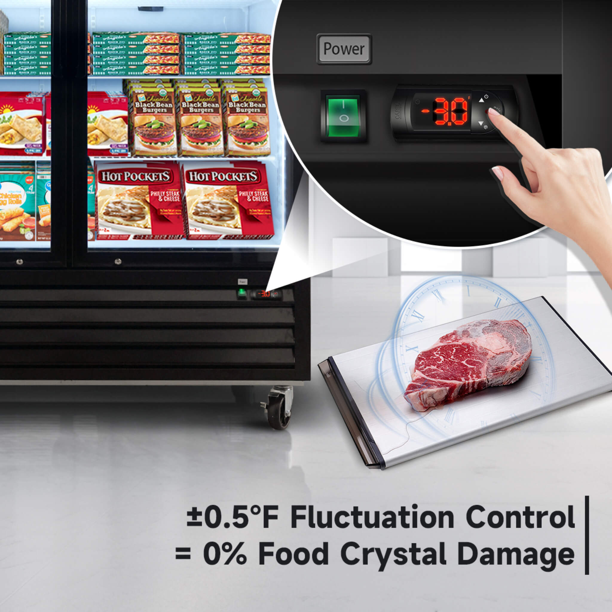 Commercial 70 Cu.Ft Reach-In Glass Door Merchandiser Freezer With LED Top Panel And Swing Door (SAK43890)