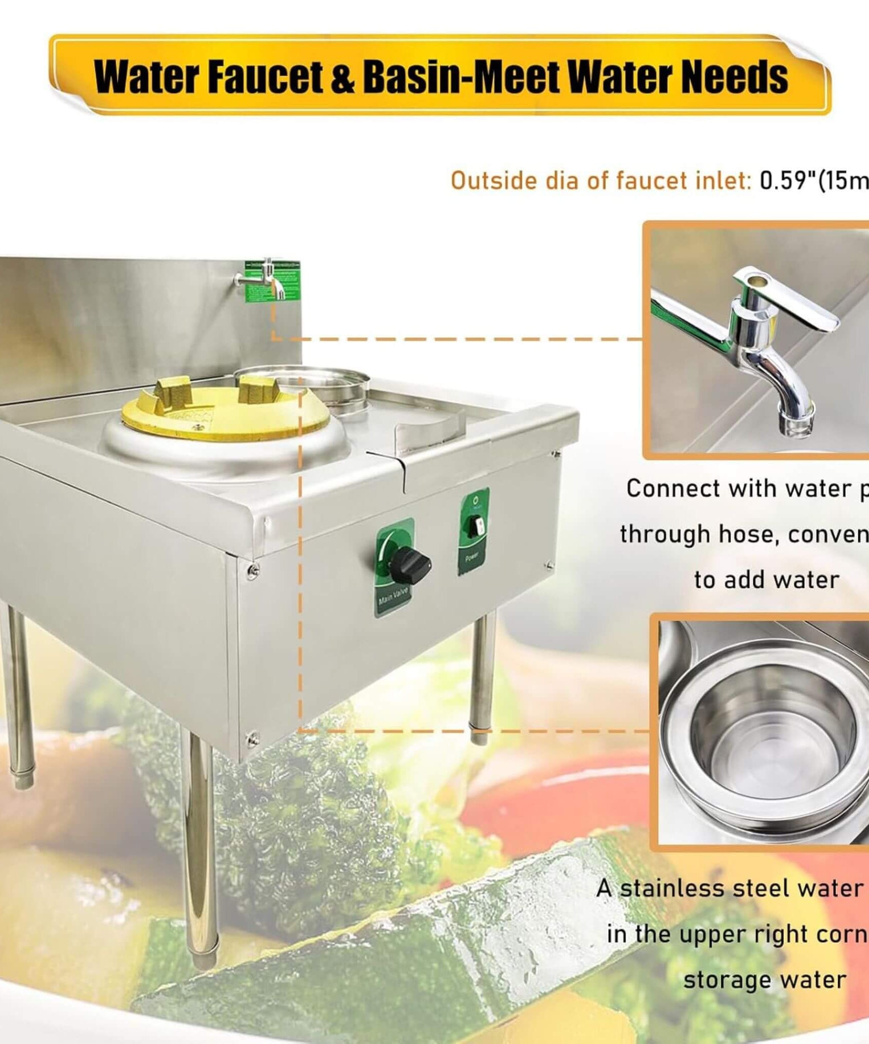 Commercial 85300 BTU Stainless Steel Single-Burner LPG NG Wok Stove (SAK46827)