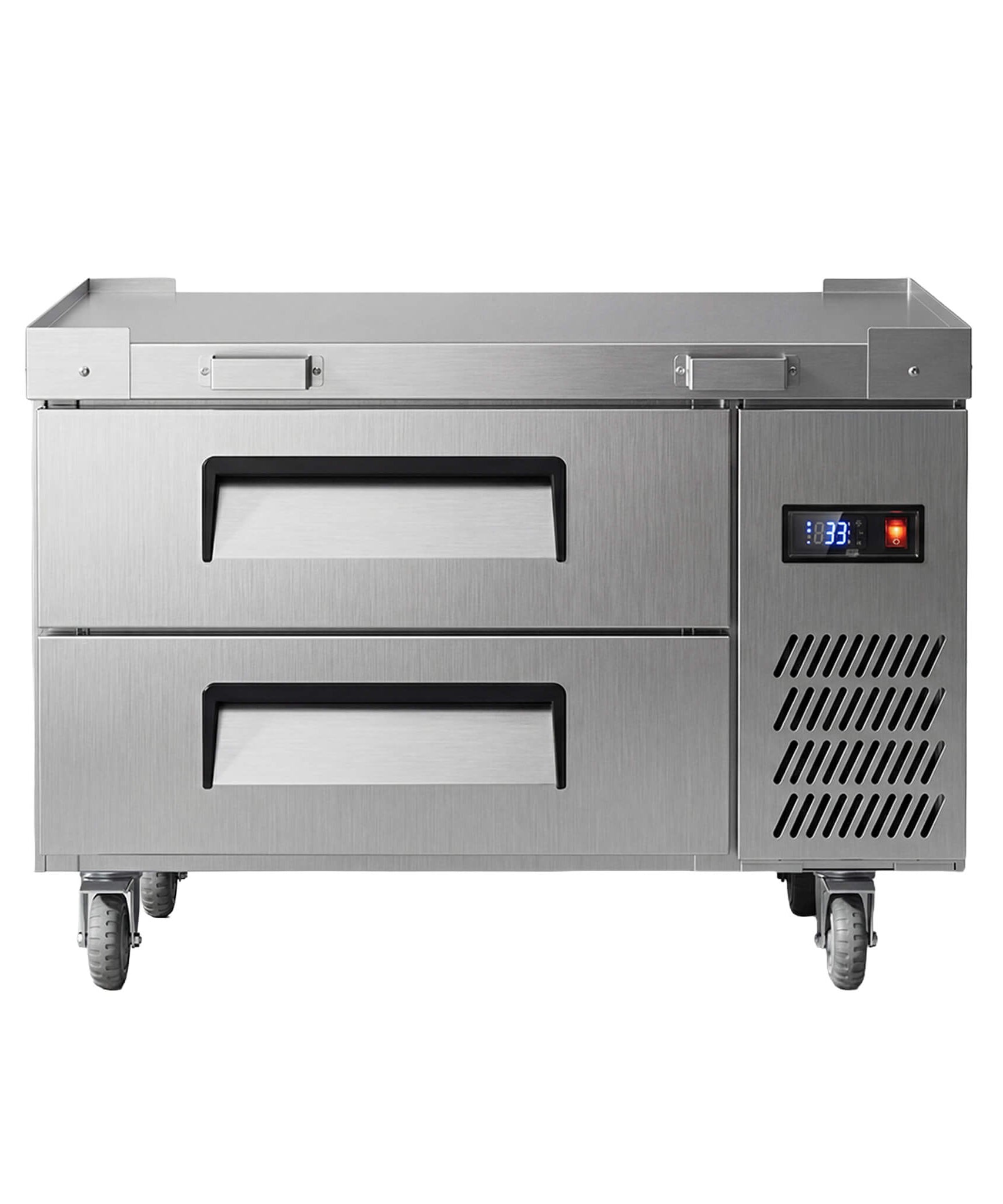 Commercial Double Drawer Undercounter Worktop Fridge With Chef Base & Wheels (SAK80596)
