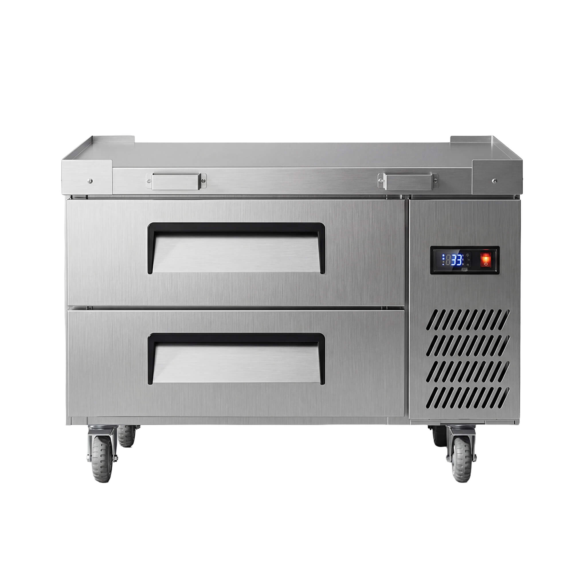 Commercial Double Drawer Undercounter Worktop Fridge With Chef Base & Wheels (SAK80596)