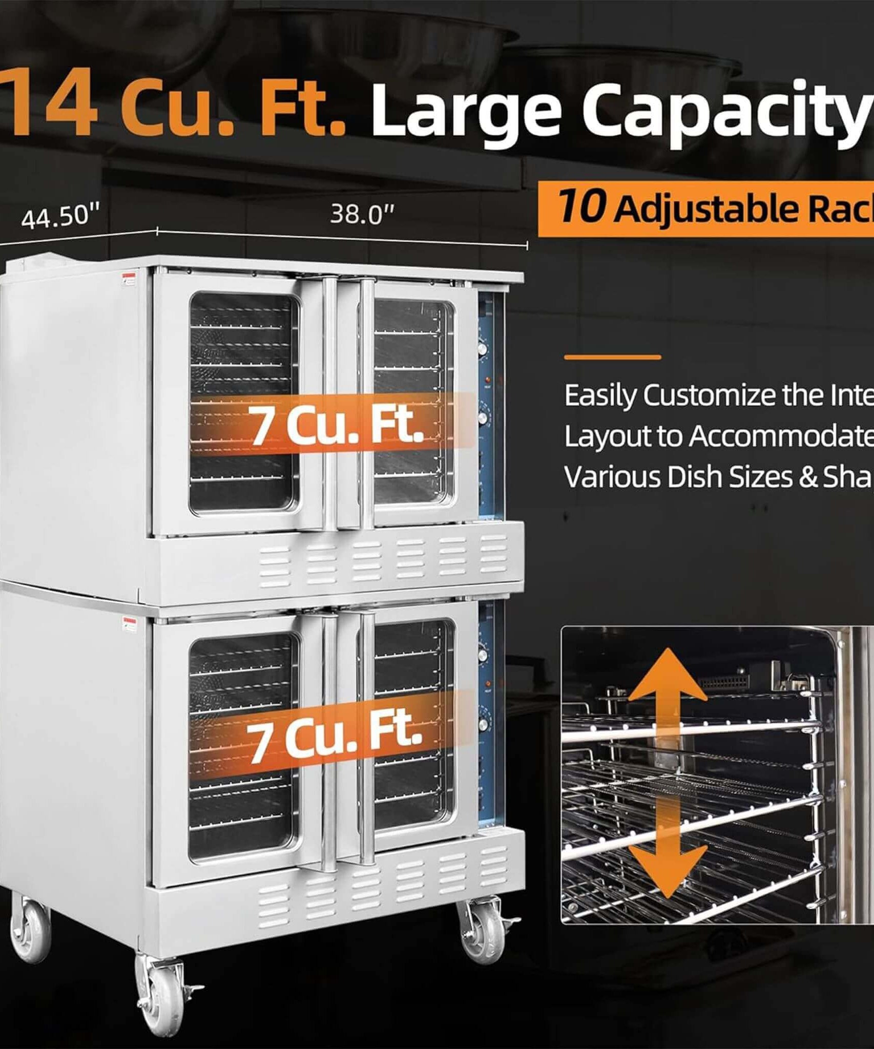 Commercial Full-Size Natural Gas/Propane Double-Stacked Convection Oven (SAK60914)