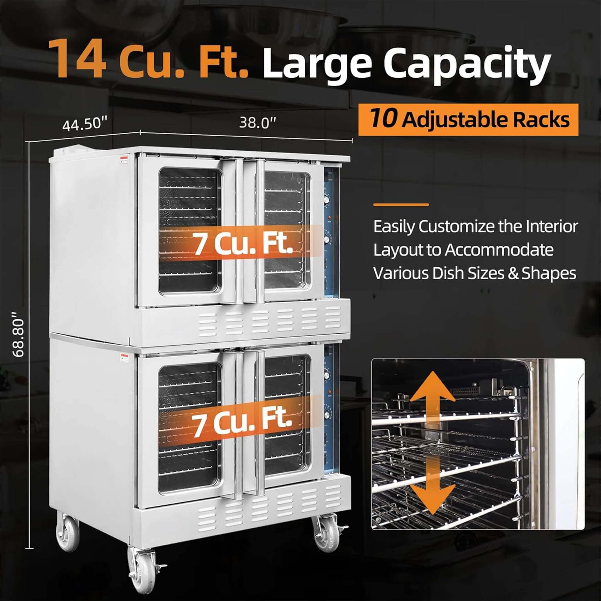 Commercial Full-Size Natural Gas/Propane Double-Stacked Convection Oven (SAK60914)