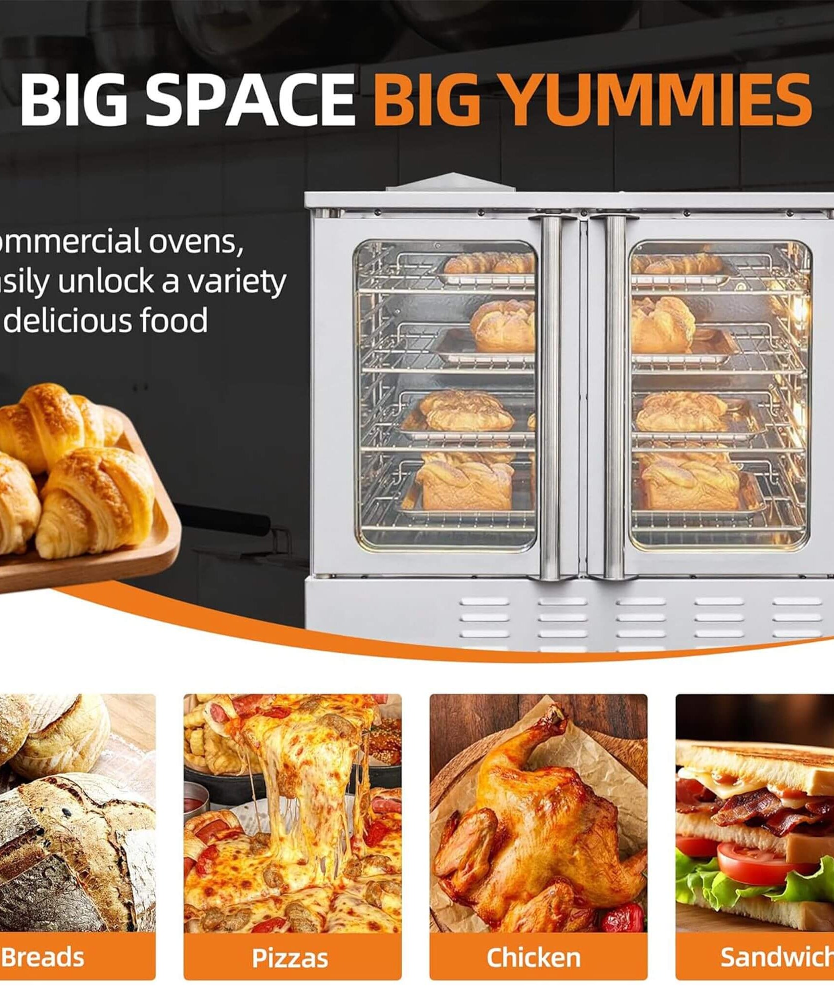 Commercial Full-Size Natural Gas/Propane Single-Deck Convection Oven (SAK87125)