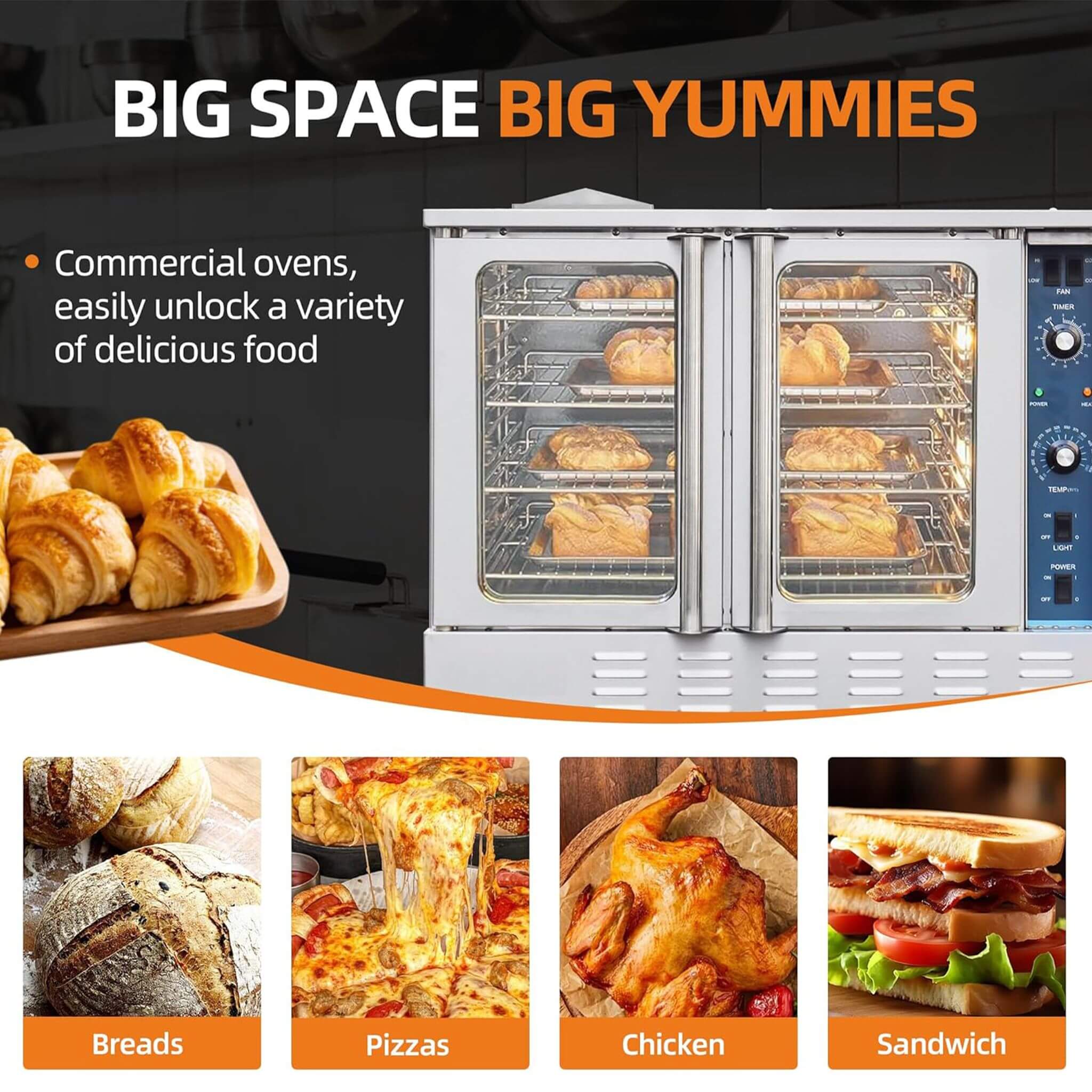 Commercial Full-Size Natural Gas/Propane Single-Deck Convection Oven (SAK87125)