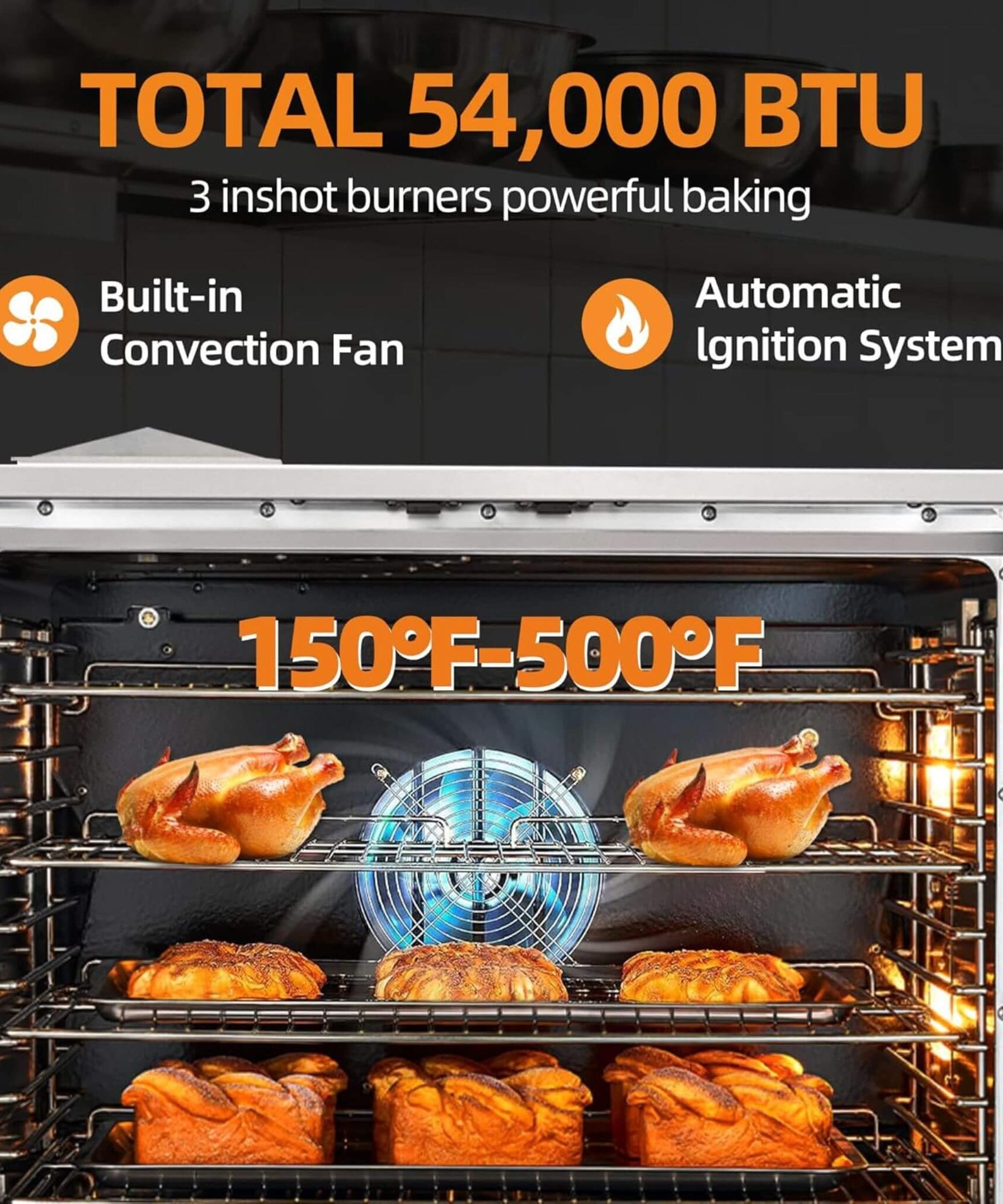 Commercial Full-Size Natural Gas/Propane Single-Deck Convection Oven (SAK87125)