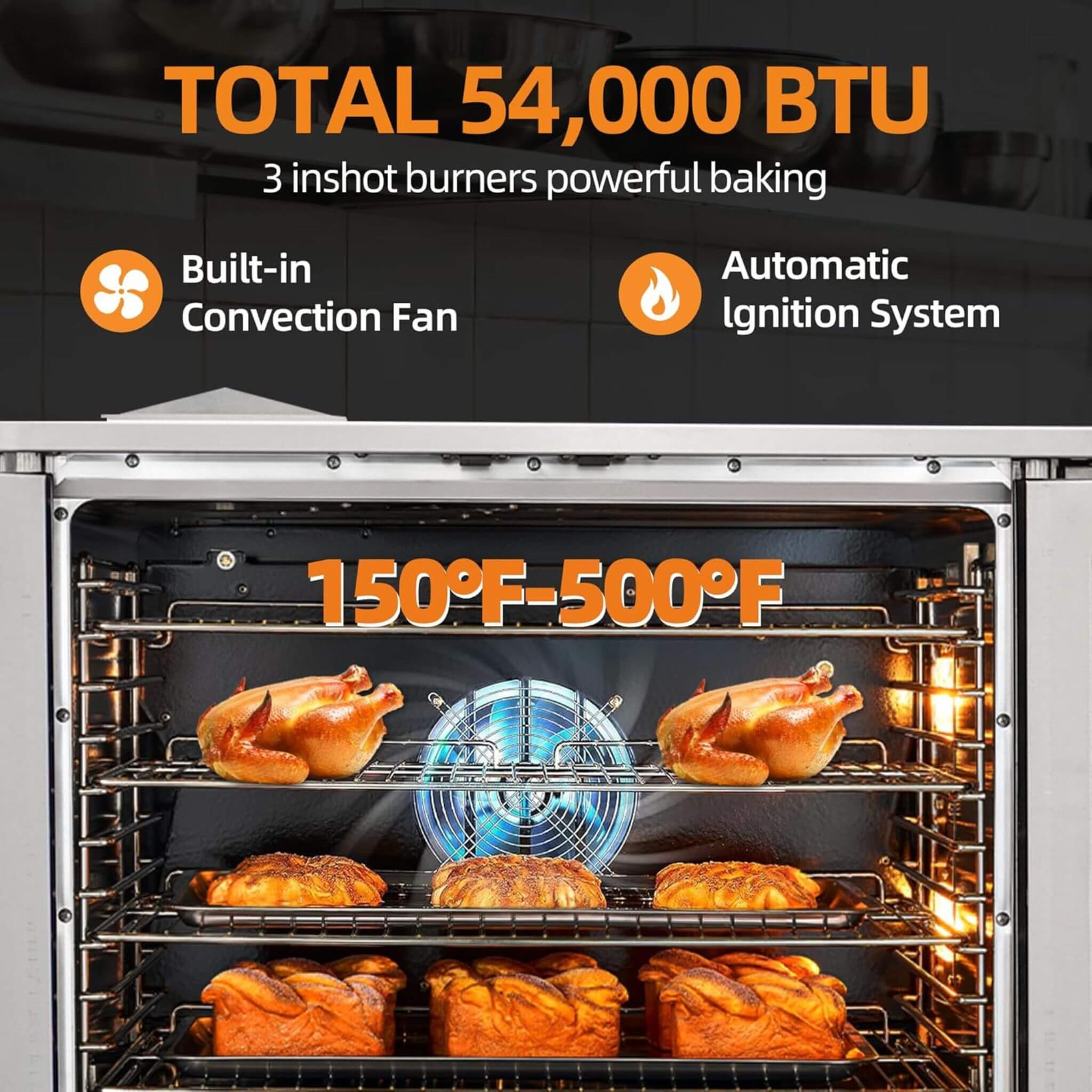 Commercial Full-Size Natural Gas/Propane Single-Deck Convection Oven (SAK87125)