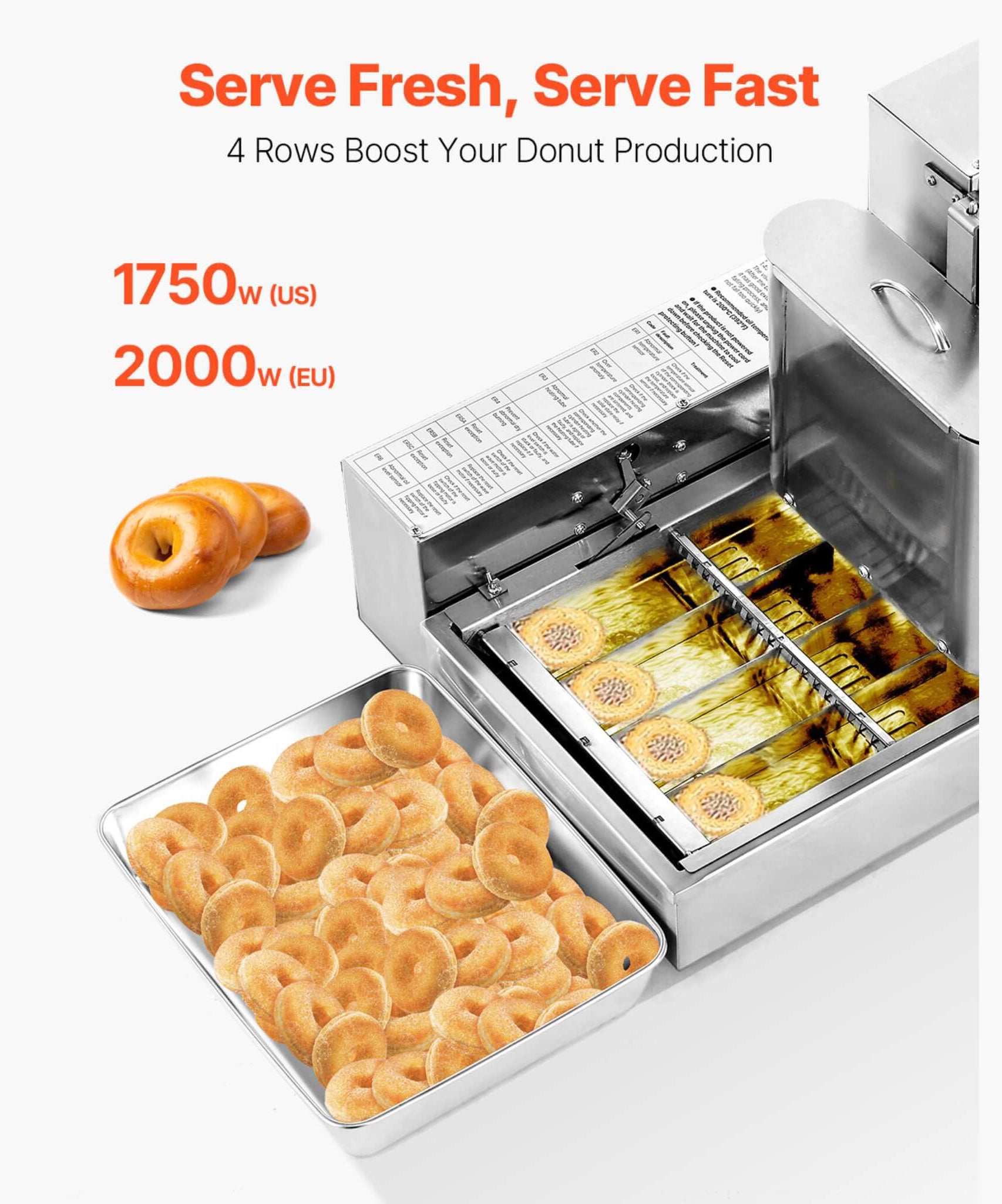 Commercial Fully-Automatic 4-Row Stainless Steel Donut Maker Machine (SAK96740)