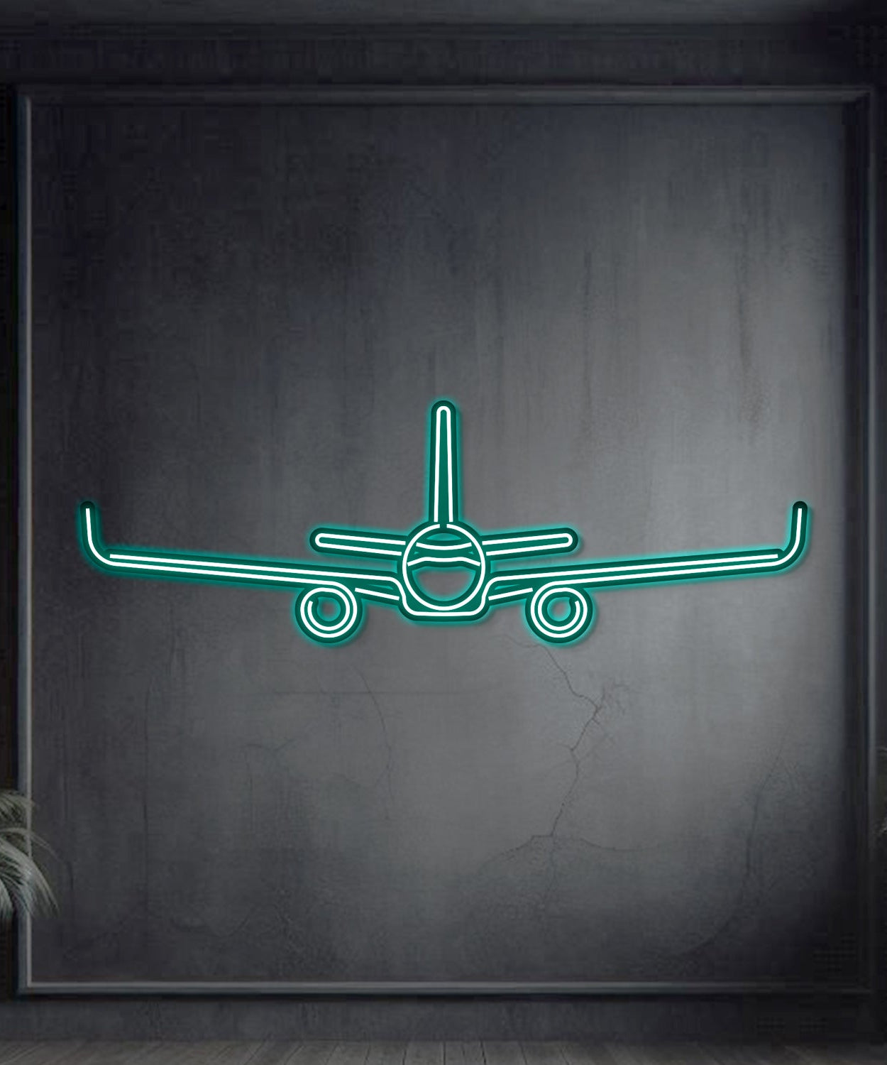 A321 Flugzeug Wandkunst aus Metall im Neon-Stil - NCN0009