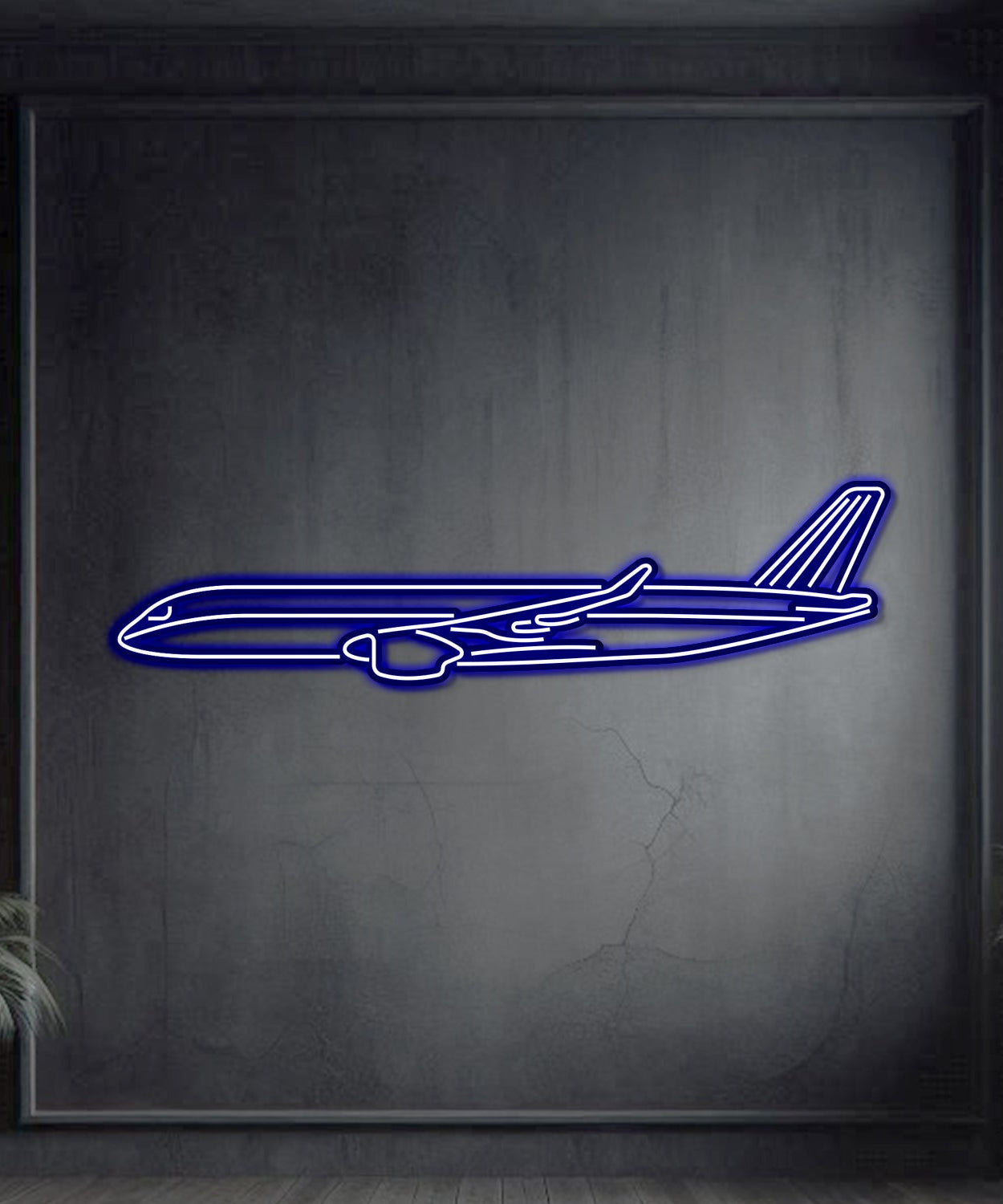 A350 Metall Neon Flugzeug Wandkunst - NCN0010