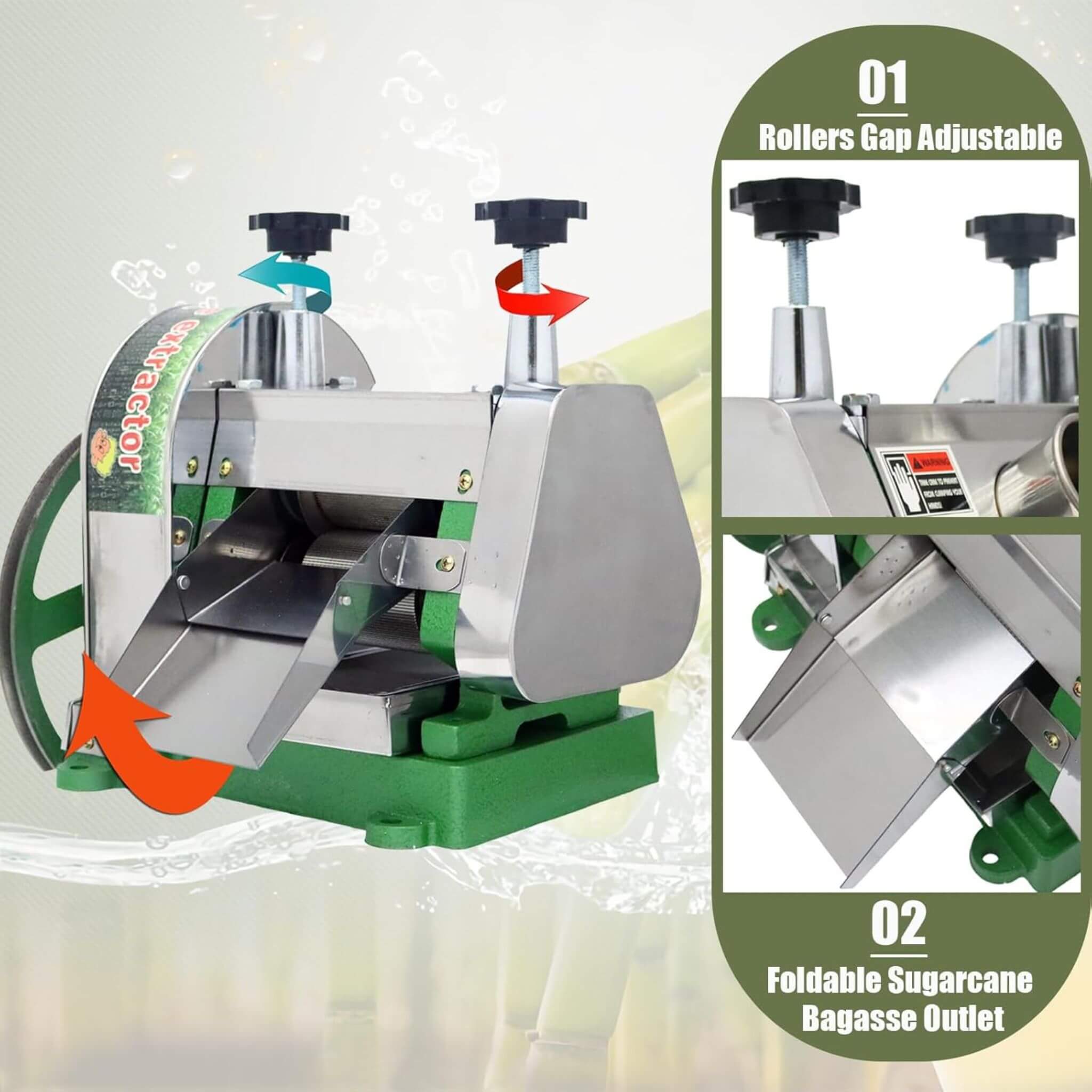 Heavy-Duty Commercial Manual Stainless Steel Sugar Cane Juicer (SAK81426)