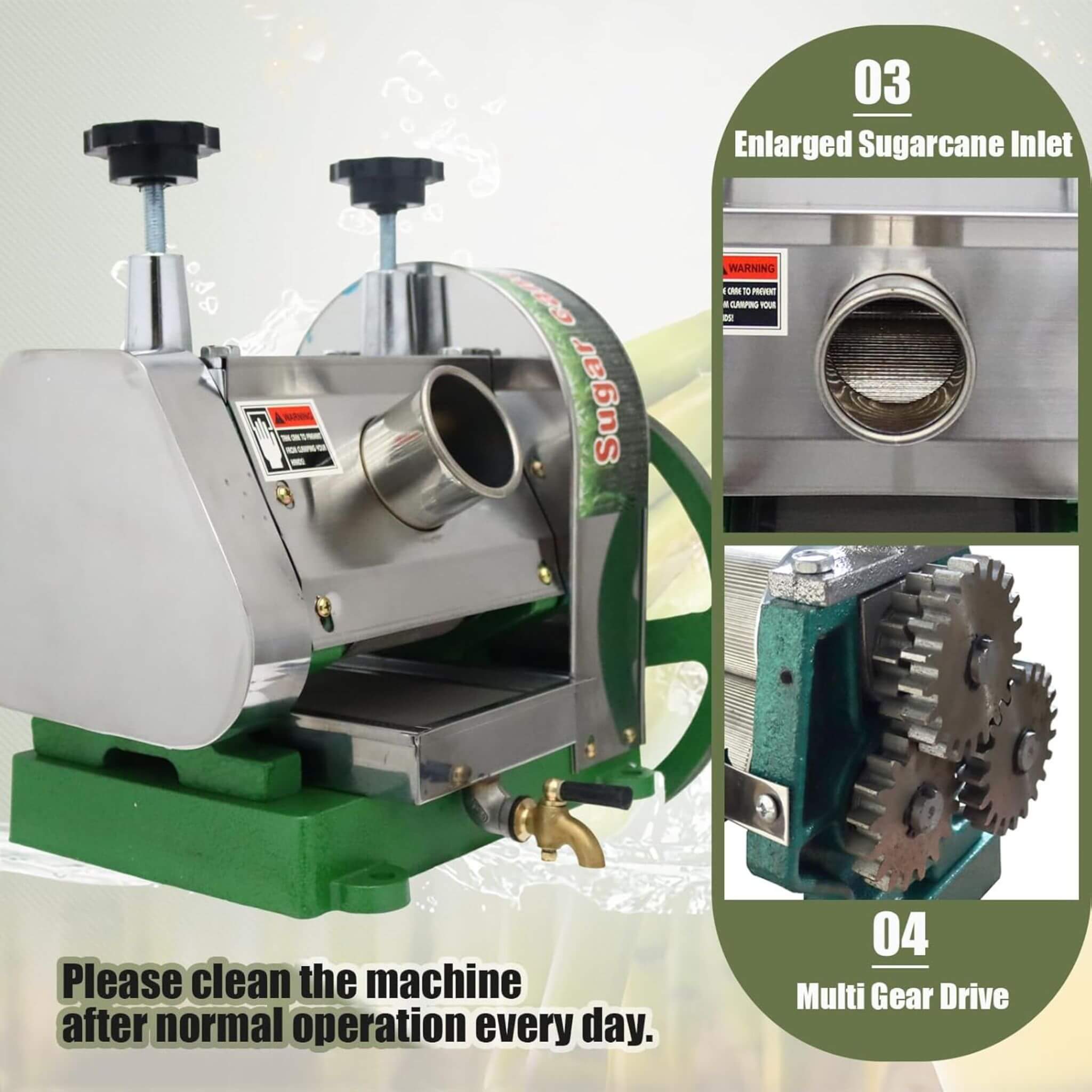 Heavy-Duty Commercial Manual Stainless Steel Sugar Cane Juicer (SAK81426)