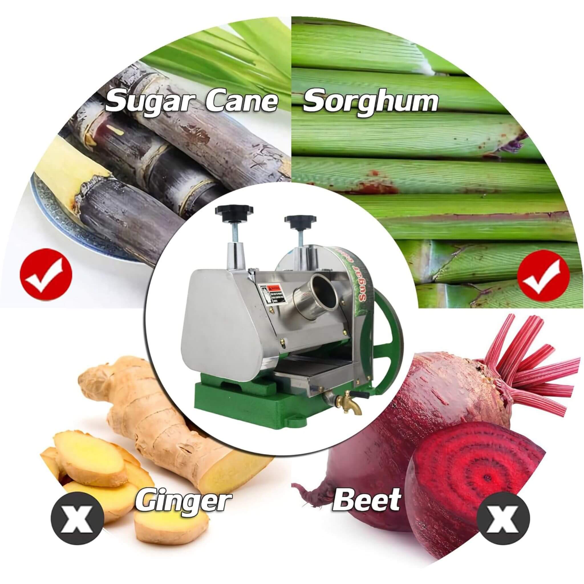 Heavy-Duty Commercial Manual Stainless Steel Sugar Cane Juicer (SAK81426)