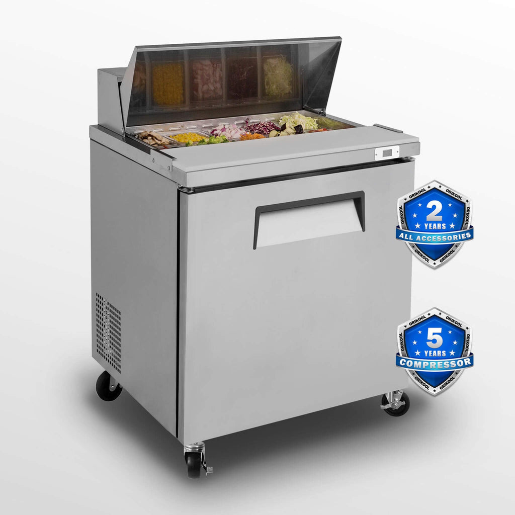 Commercial Refrigerator Sandwich & Salad Prep Table With Butcher Block Cutting Board (SAK31598)