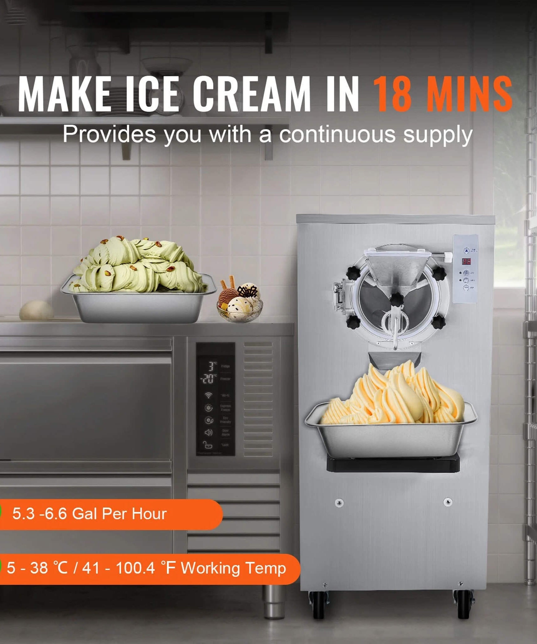 Commercial 20-25L/H Single-Flavor Hard Serve Stainless Steel Ice Cream Machine (SAK20782)