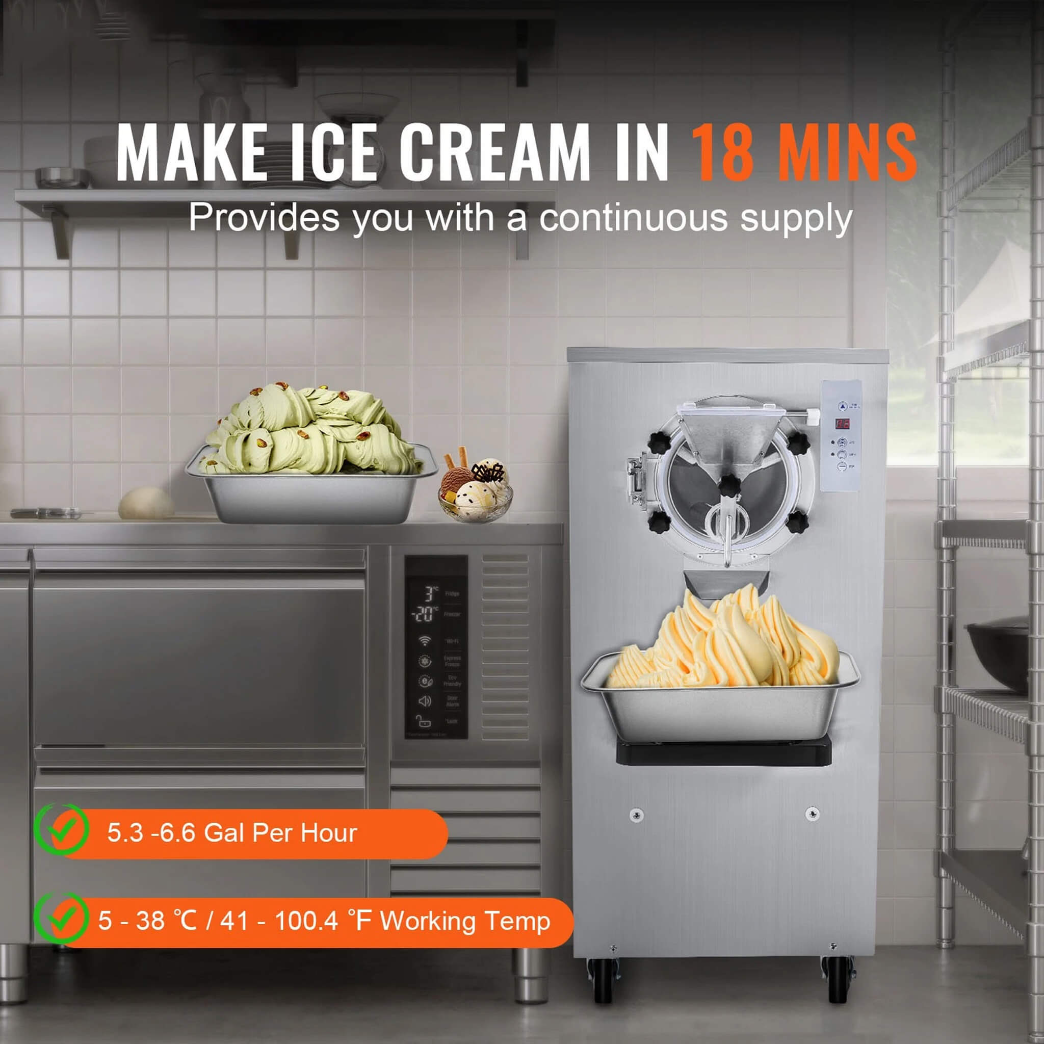 Commercial 20-25L/H Single-Flavor Hard Serve Stainless Steel Ice Cream Machine (SAK20782)