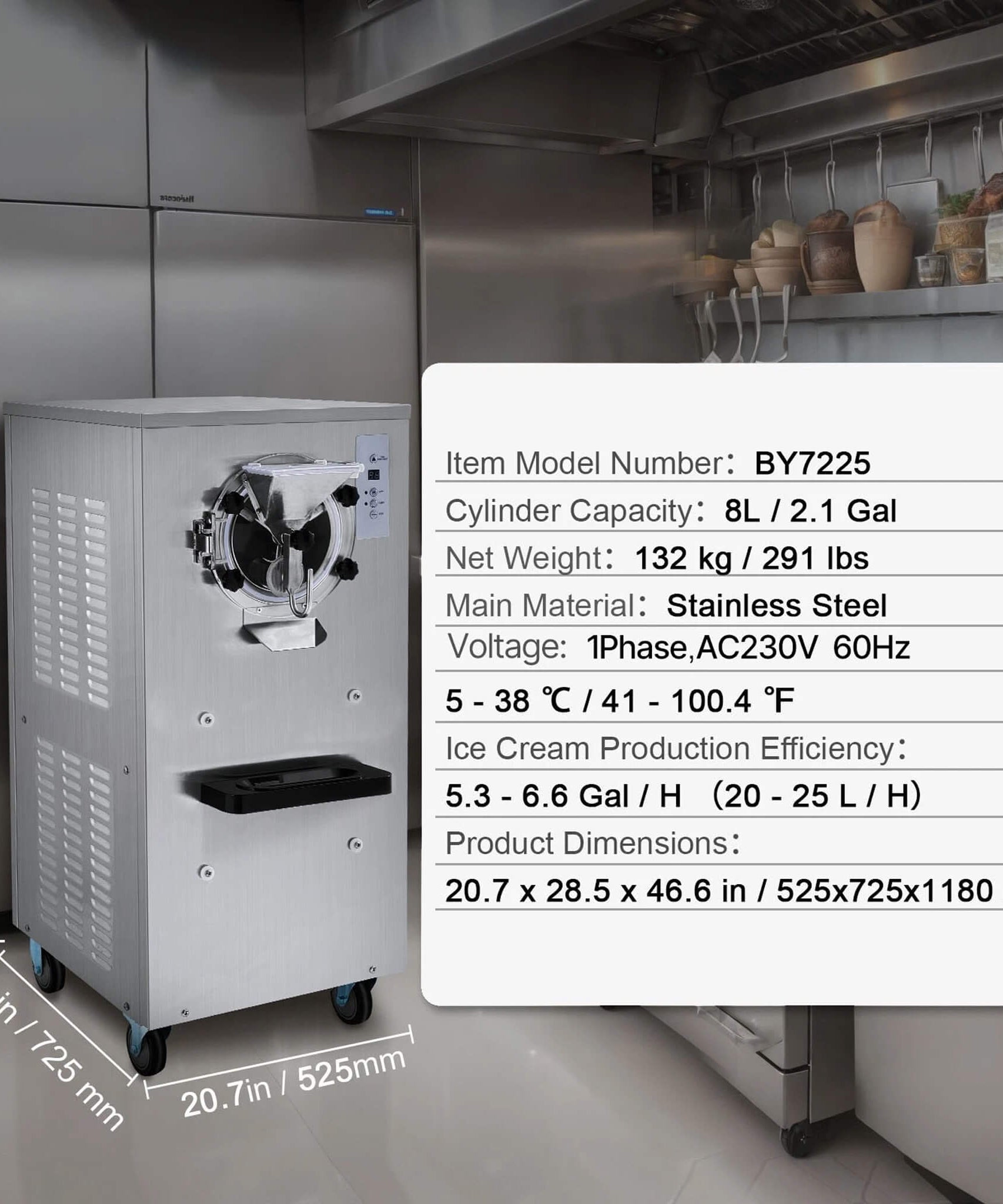 Commercial 20-25L/H Single-Flavor Hard Serve Stainless Steel Ice Cream Machine (SAK20782)