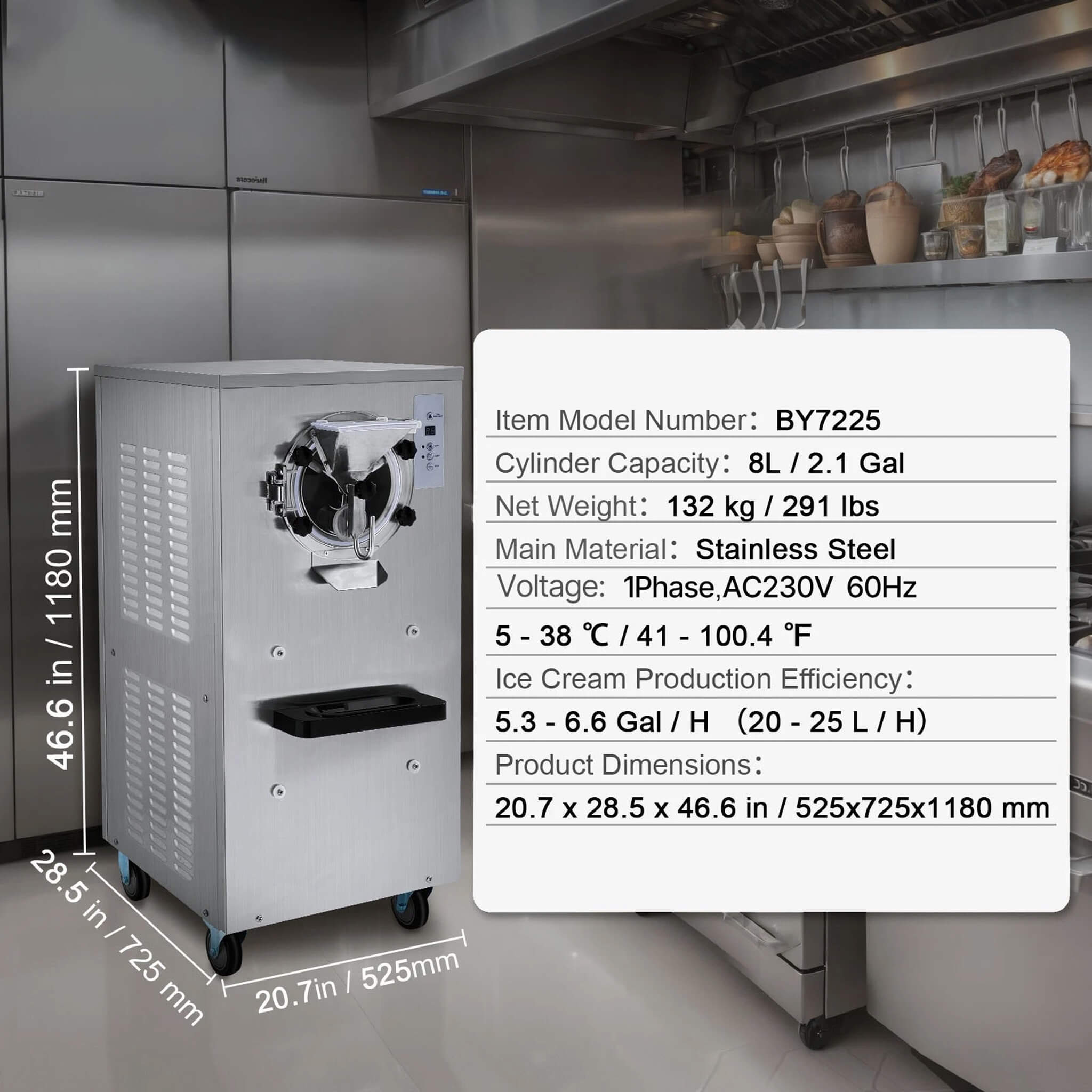 Commercial 20-25L/H Single-Flavor Hard Serve Stainless Steel Ice Cream Machine (SAK20782)