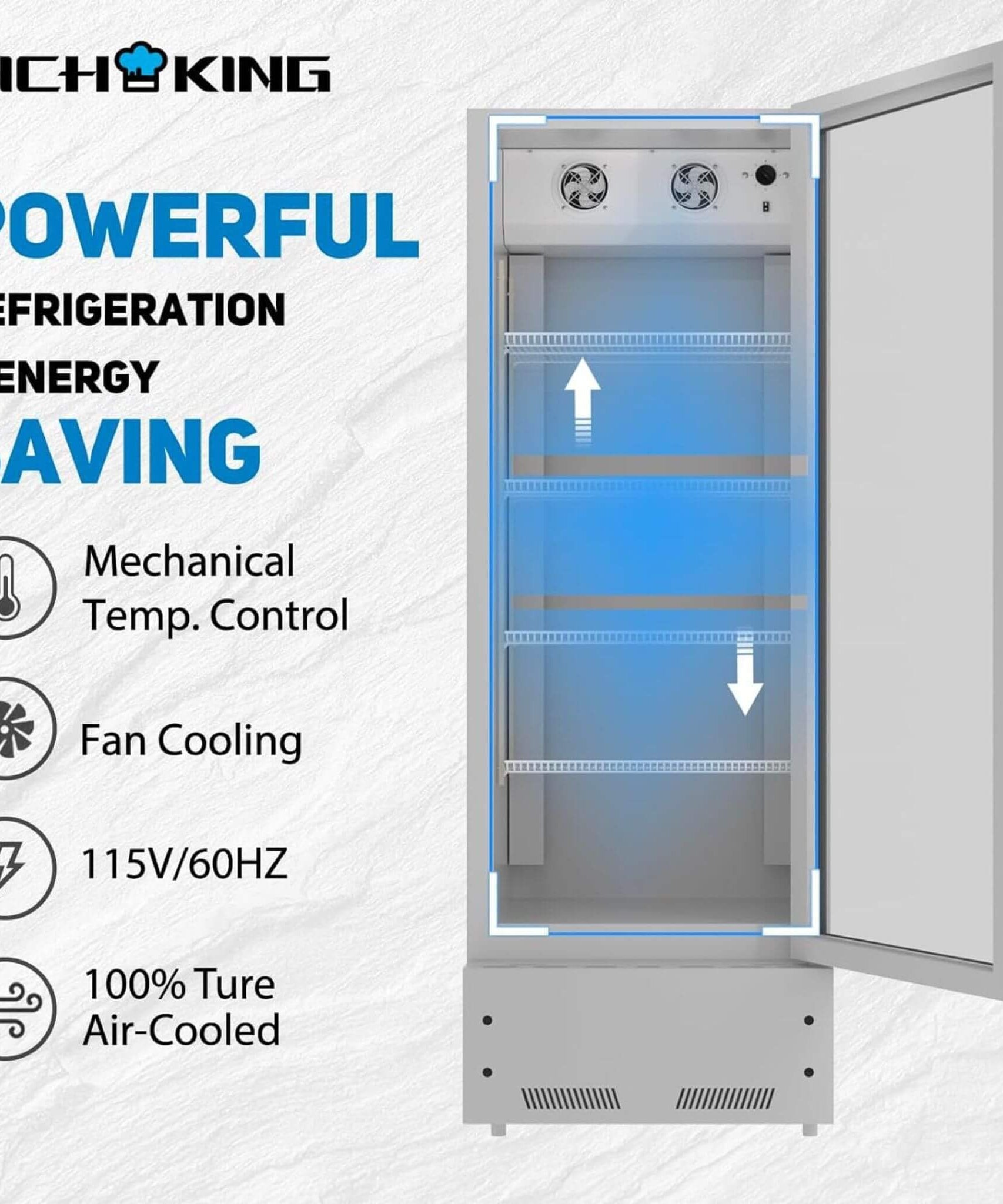 Commercial Single Glass Door Upright Beverage Cooler Refrigerator With LED Lighting (SAK24713)