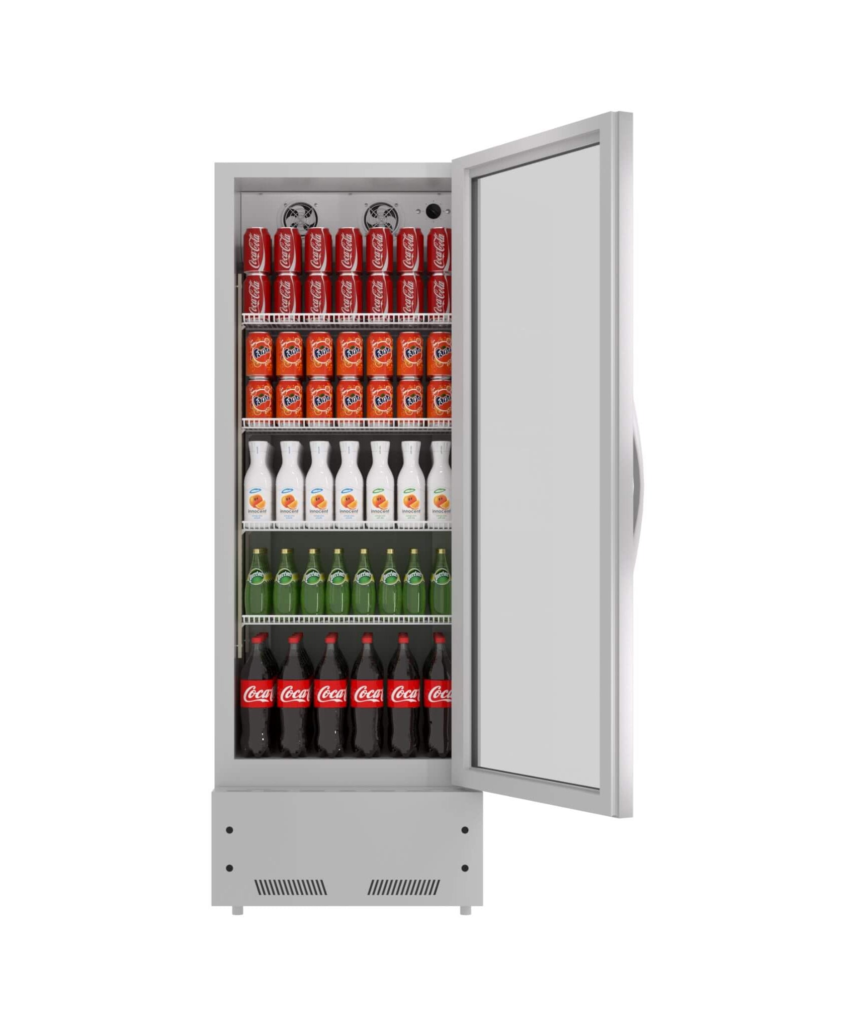 Commercial Single Glass Door Upright Beverage Cooler Refrigerator With LED Lighting (SAK24713)