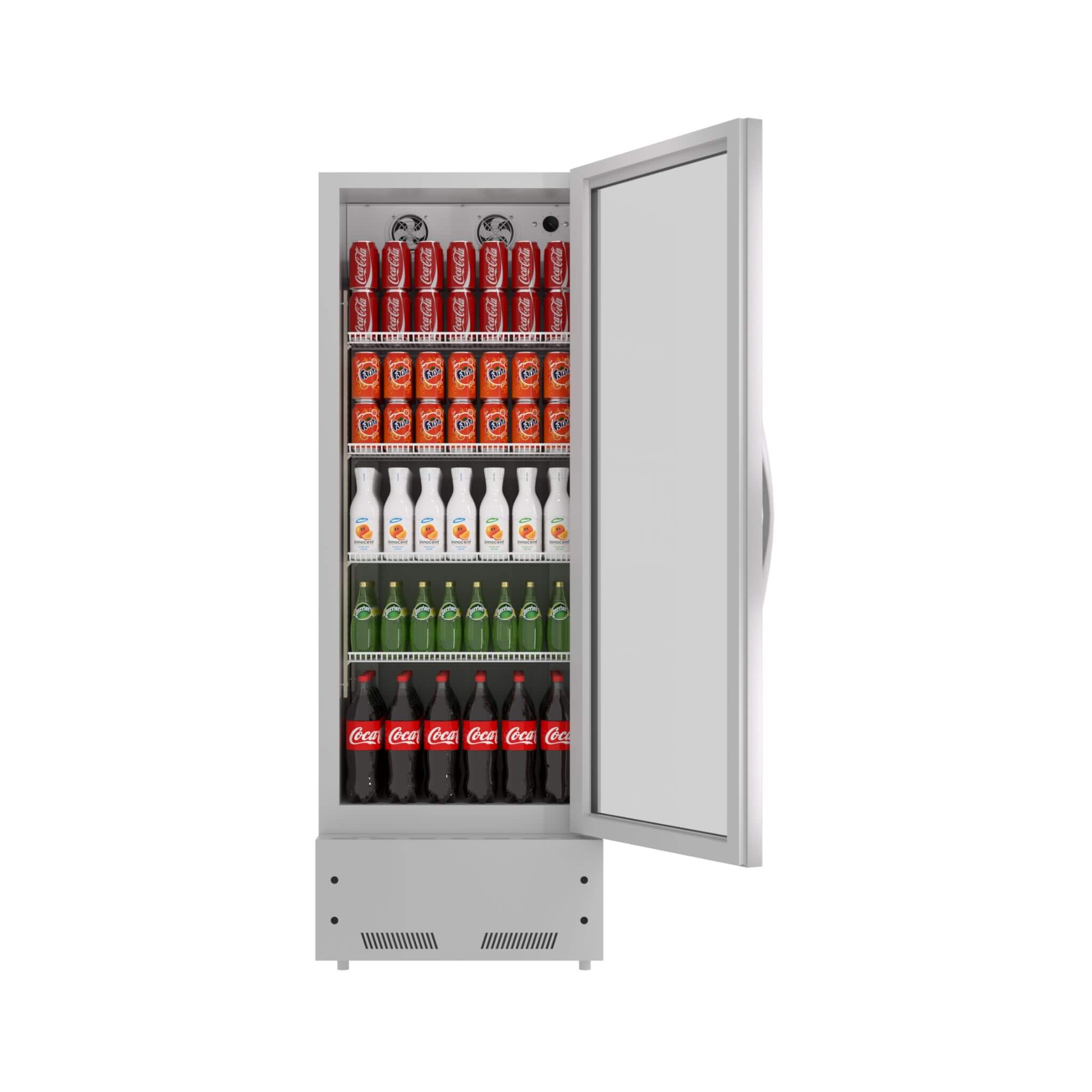 Commercial Single Glass Door Upright Beverage Cooler Refrigerator With LED Lighting (SAK24713)