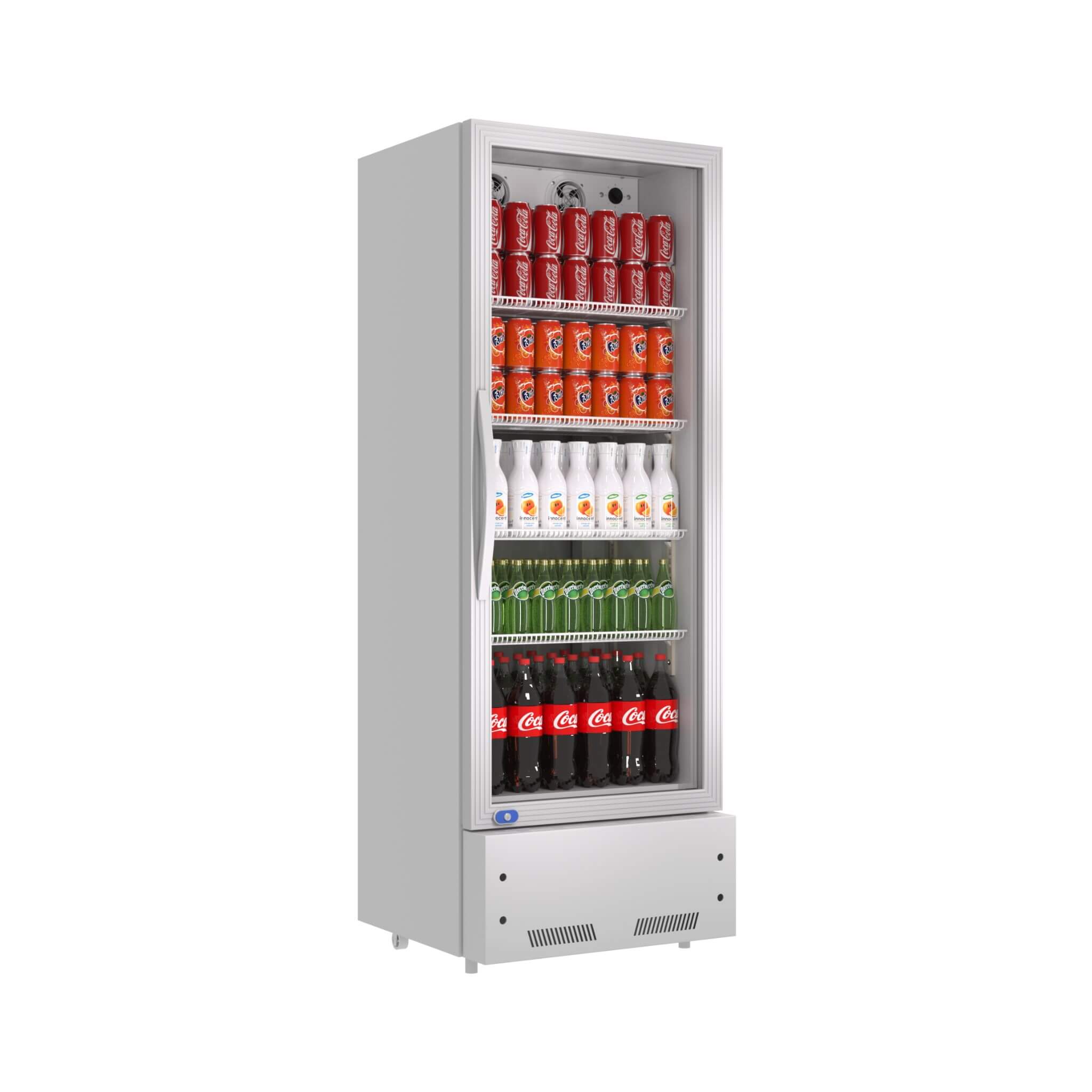 Commercial Single Glass Door Upright Beverage Cooler Refrigerator With LED Lighting (SAK24713)