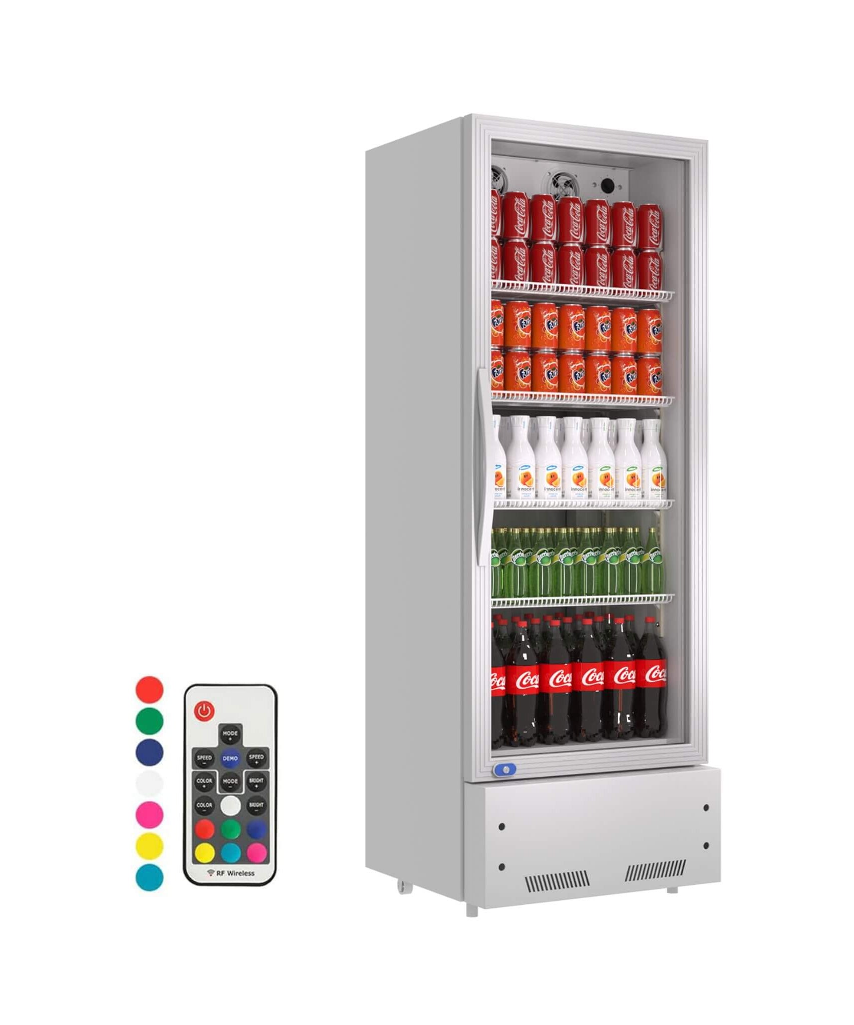 Commercial Single Glass Door Upright Beverage Cooler Refrigerator With LED Lighting (SAK24713)