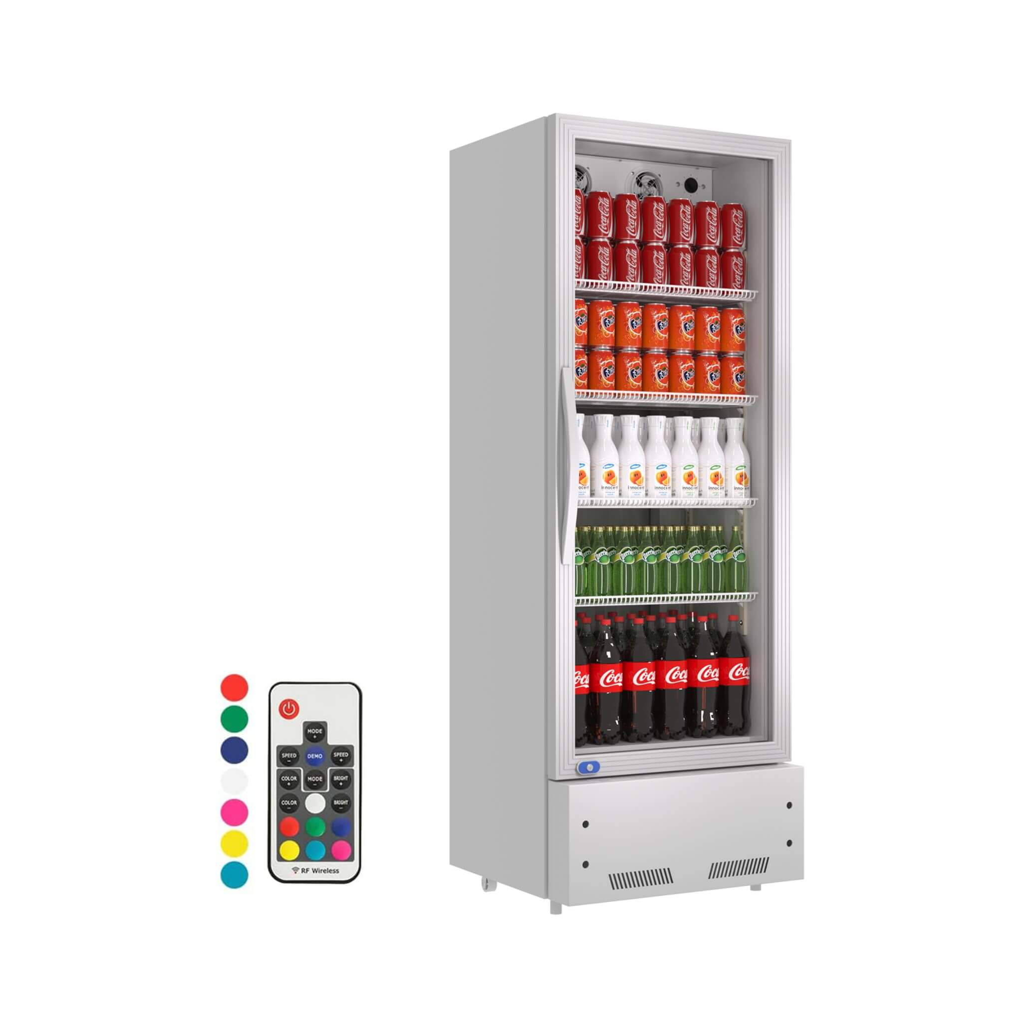 Commercial Single Glass Door Upright Beverage Cooler Refrigerator With LED Lighting (SAK24713)