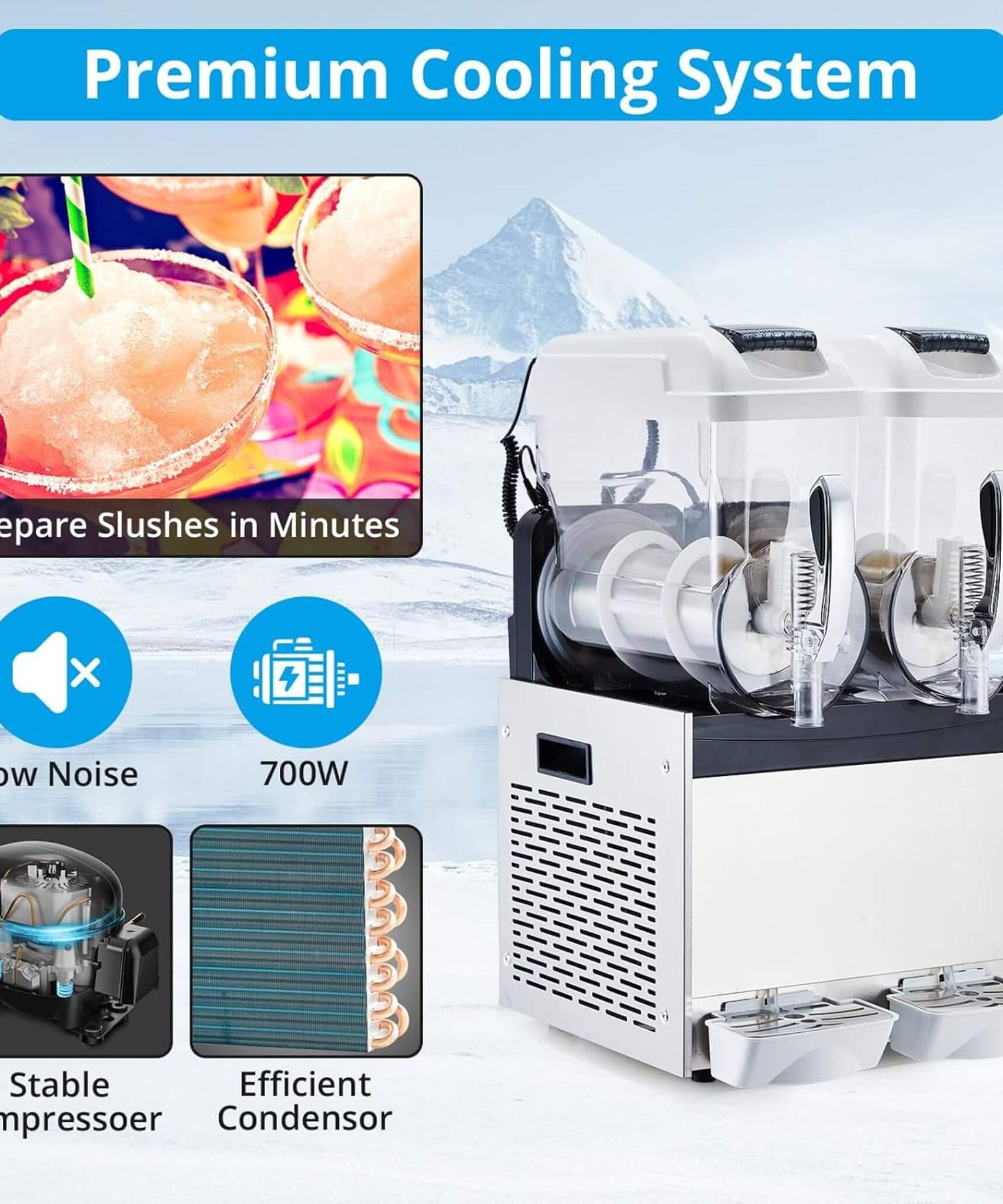 24L Commercial Stainless Steel Frozen Slush Machine With Auto Clean (SAK68047)