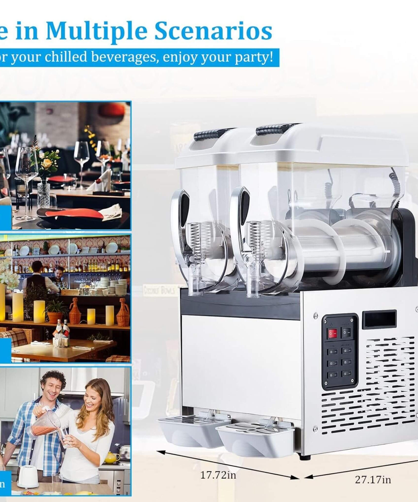 24L Commercial Stainless Steel Frozen Slush Machine With Auto Clean (SAK68047)