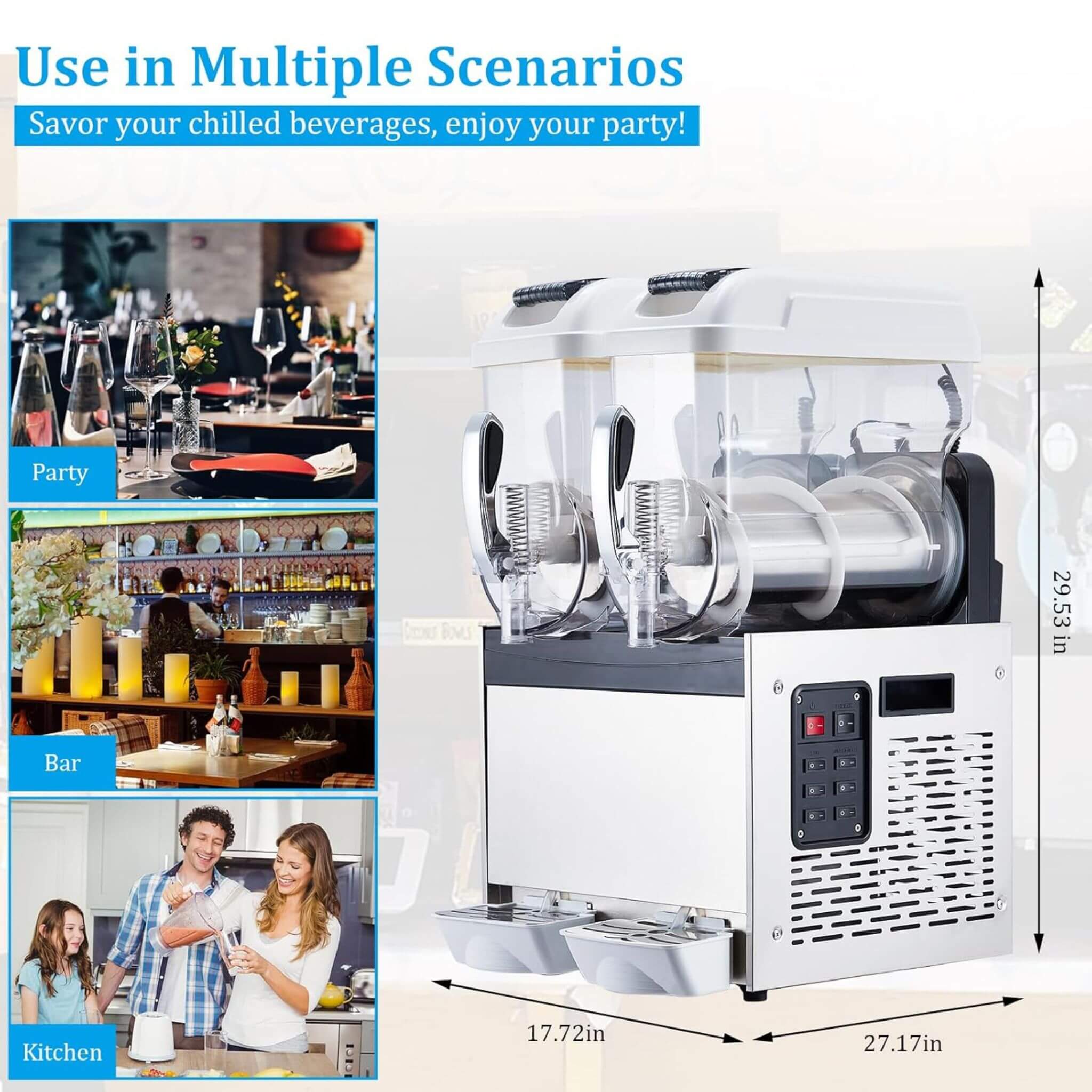 24L Commercial Stainless Steel Frozen Slush Machine With Auto Clean (SAK68047)