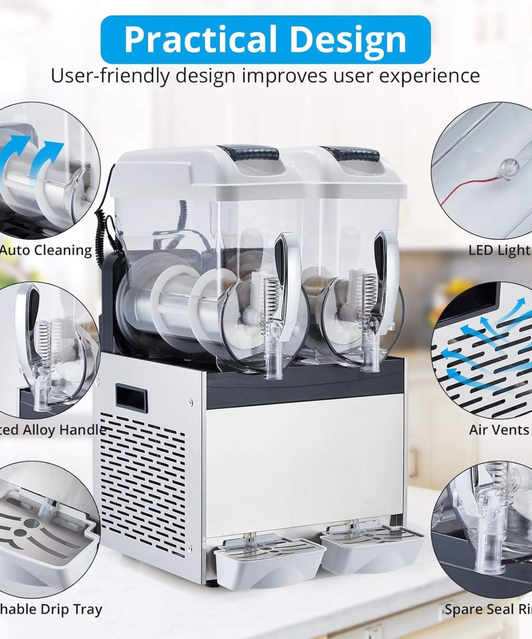 24L Commercial Stainless Steel Frozen Slush Machine With Auto Clean (SAK68047)