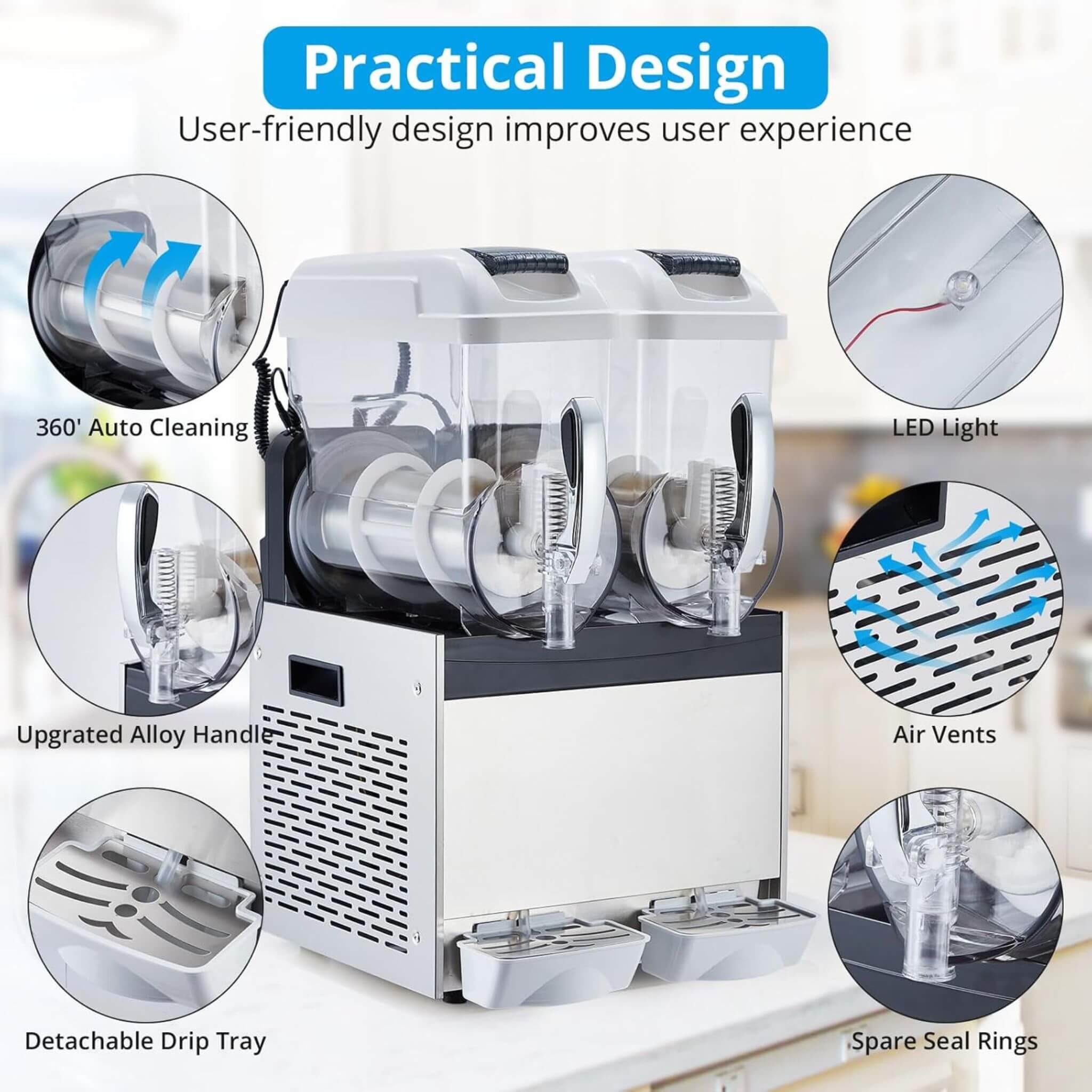 24L Commercial Stainless Steel Frozen Slush Machine With Auto Clean (SAK68047)