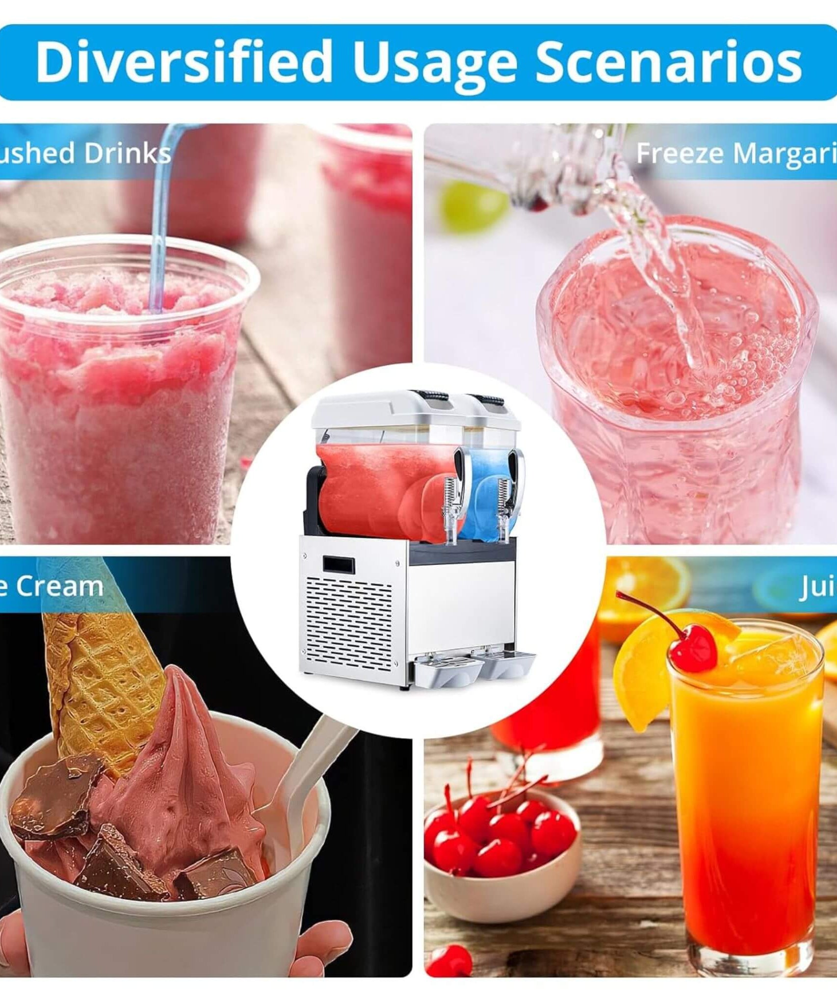 24L Commercial Stainless Steel Frozen Slush Machine With Auto Clean (SAK68047)