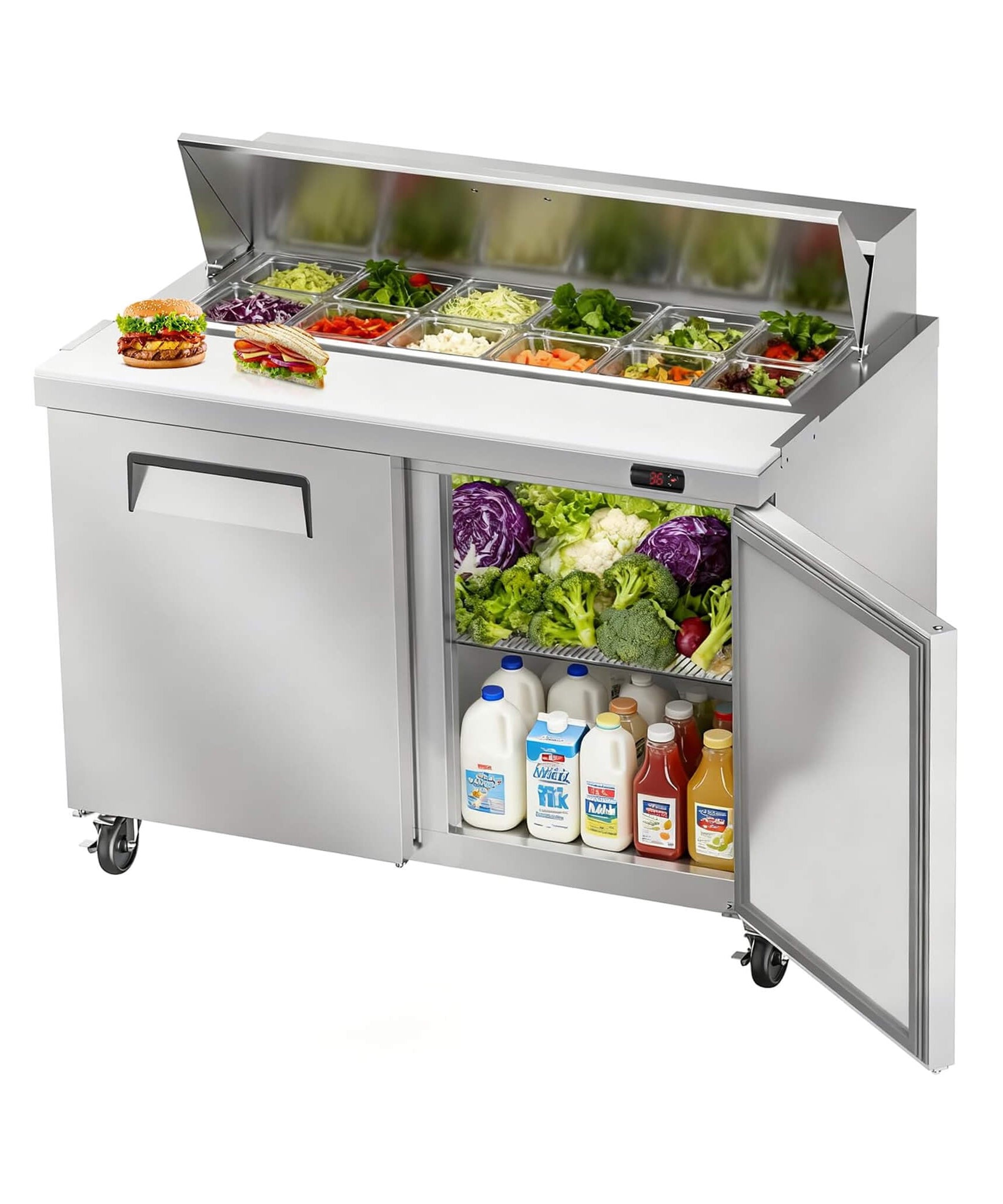 Commercial Stainless Steel Sandwich Prep Table Refrigerator (SAK19586)
