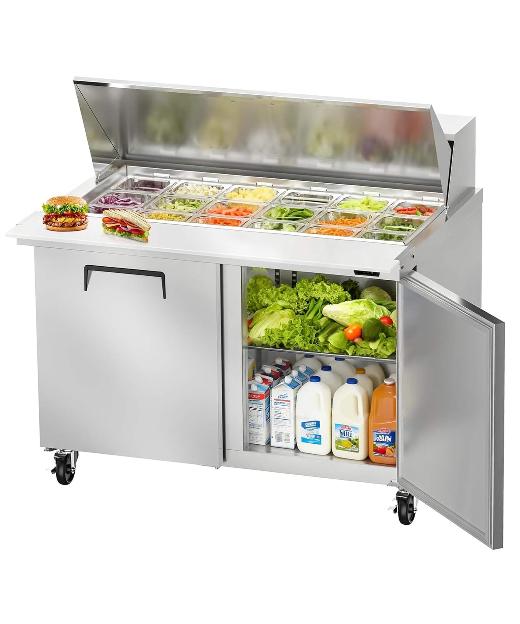 Commercial Stainless Steel Sandwich Prep Table Refrigerator (SAK19586)
