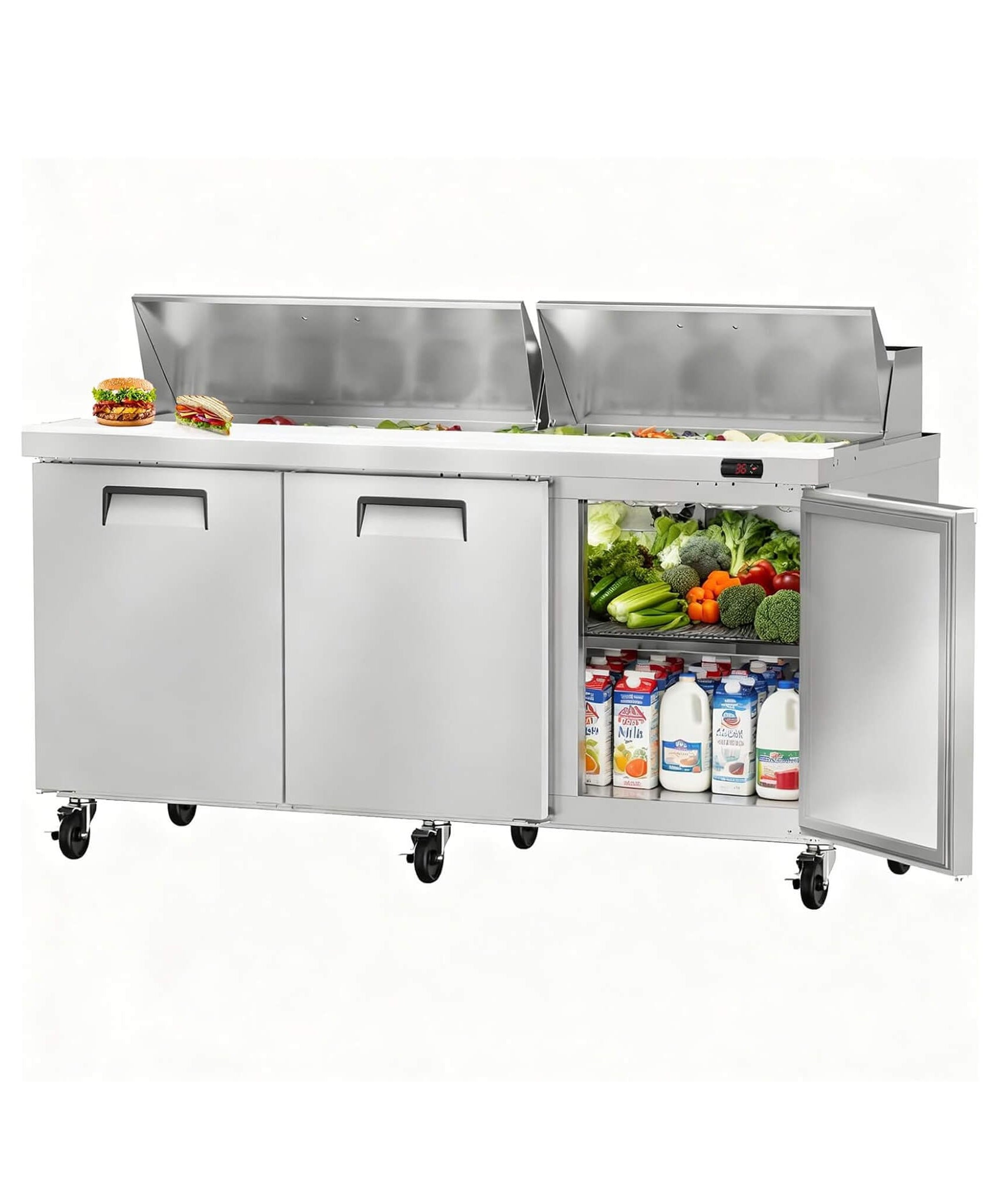 Commercial Stainless Steel Sandwich Prep Table Refrigerator (SAK19586)