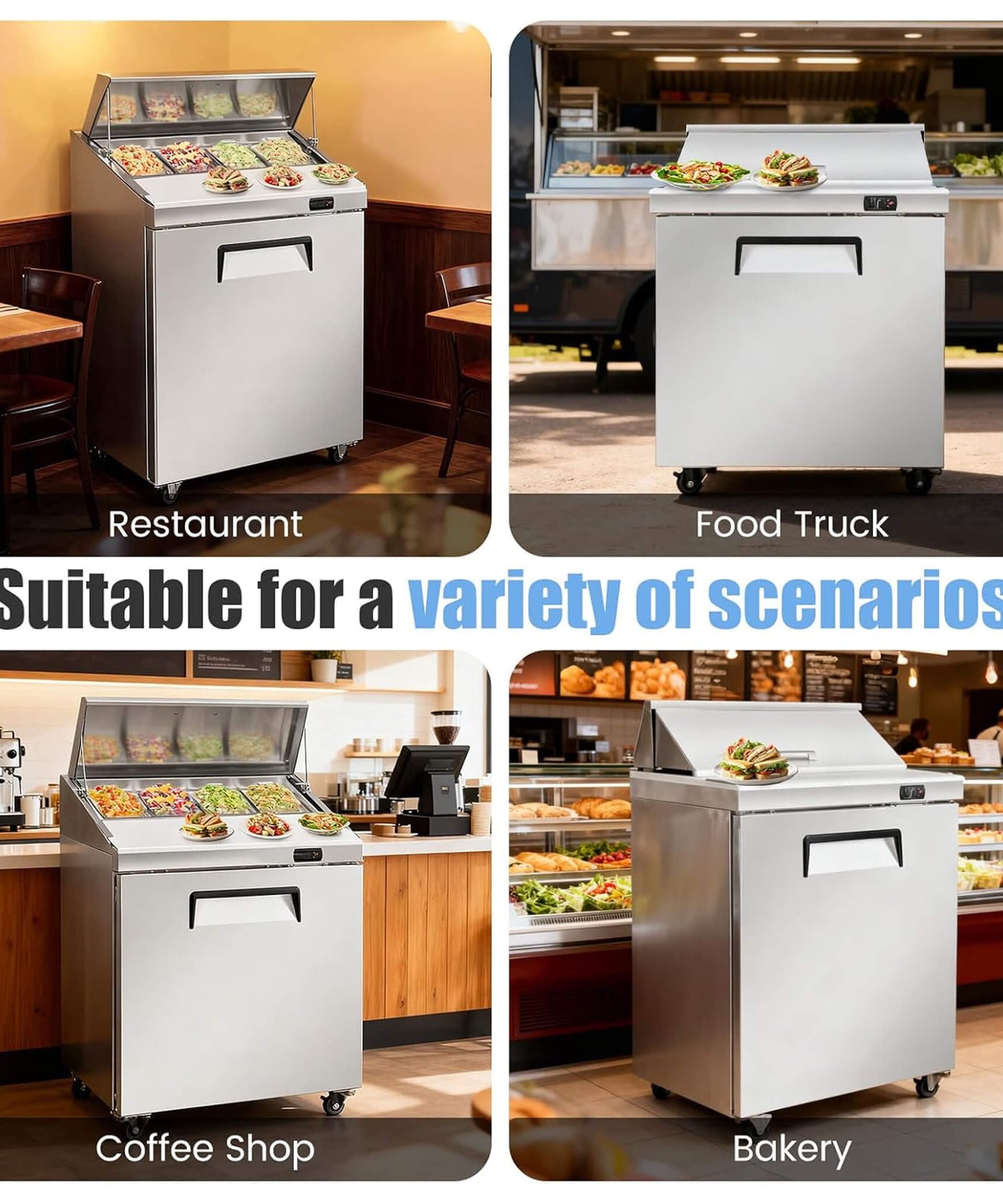Commercial Stainless Steel Sandwich Prep Table Refrigerator (SAK19586)