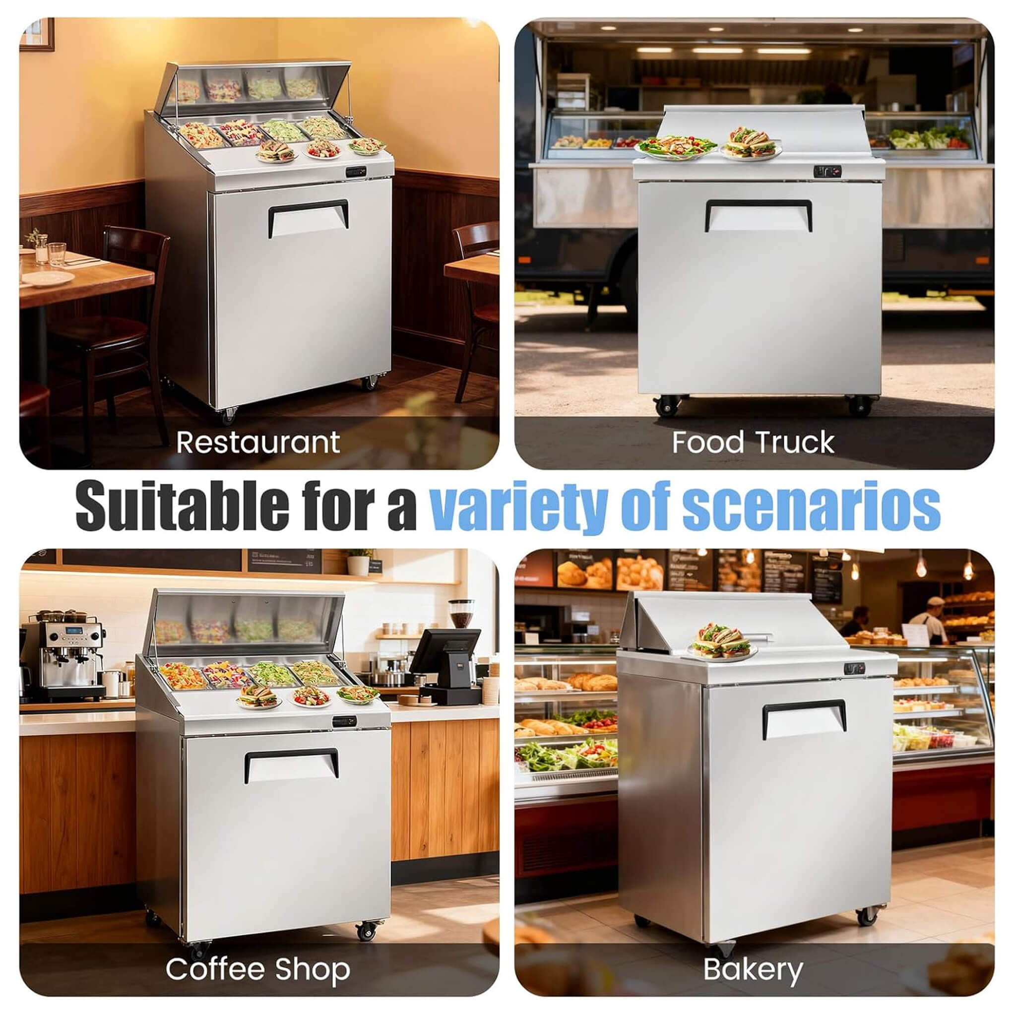 Commercial Stainless Steel Sandwich Prep Table Refrigerator (SAK19586)