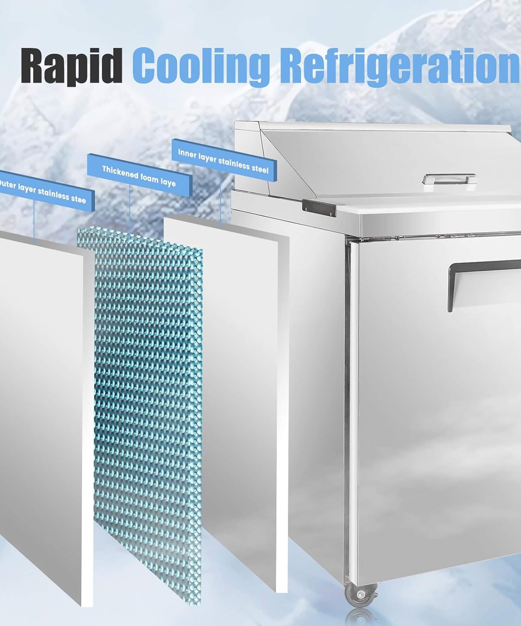 Commercial Stainless Steel Sandwich Prep Table Refrigerator (SAK19586)