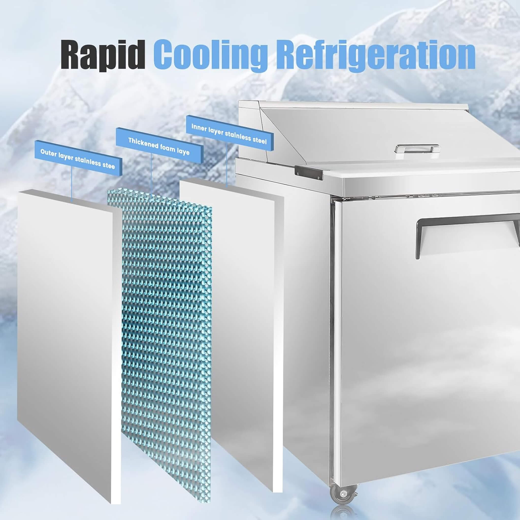 Commercial Stainless Steel Sandwich Prep Table Refrigerator (SAK19586)