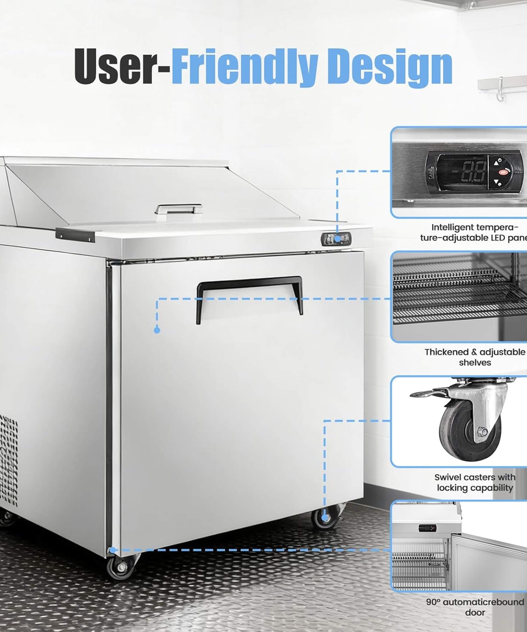 Commercial Stainless Steel Sandwich Prep Table Refrigerator (SAK19586)