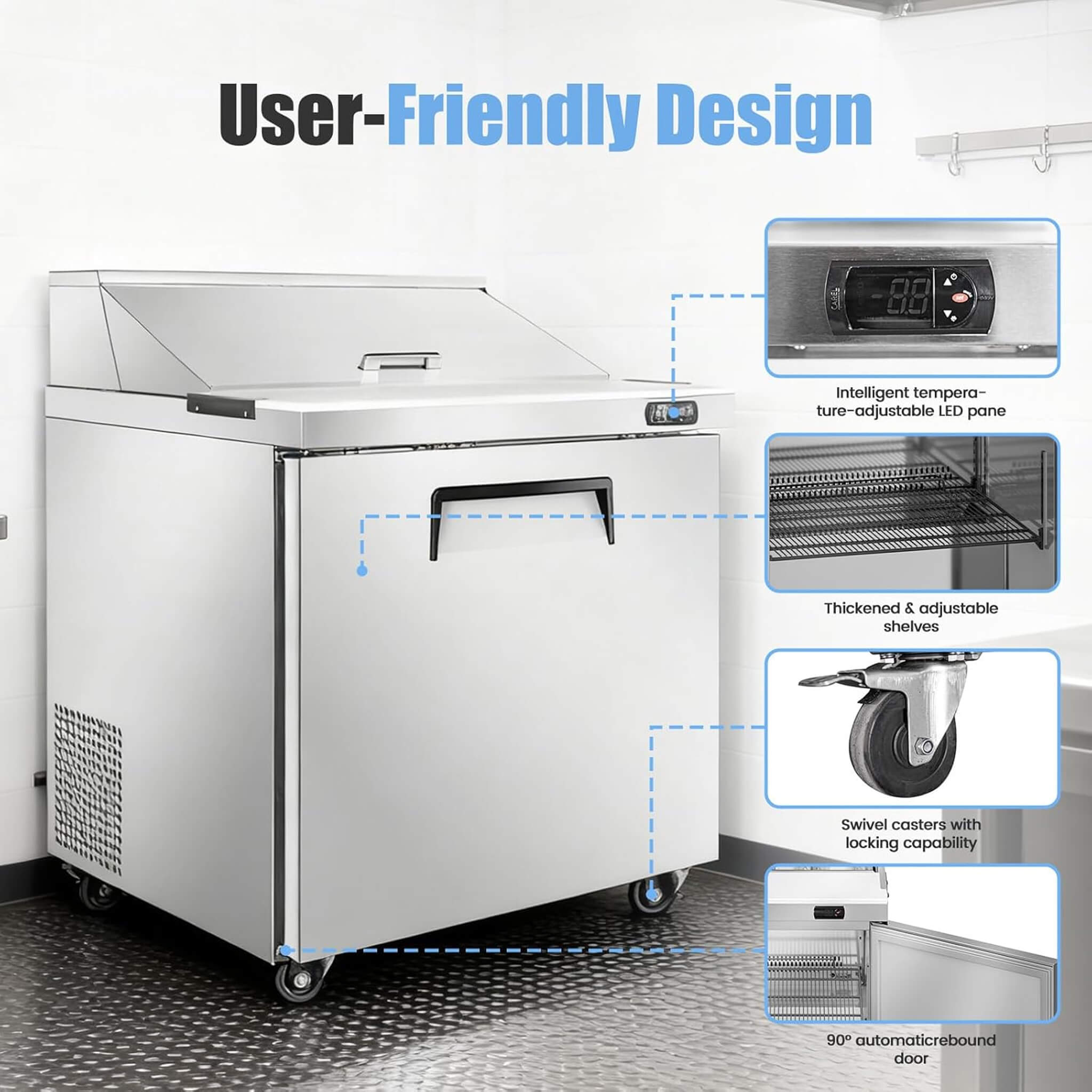 Commercial Stainless Steel Sandwich Prep Table Refrigerator (SAK19586)