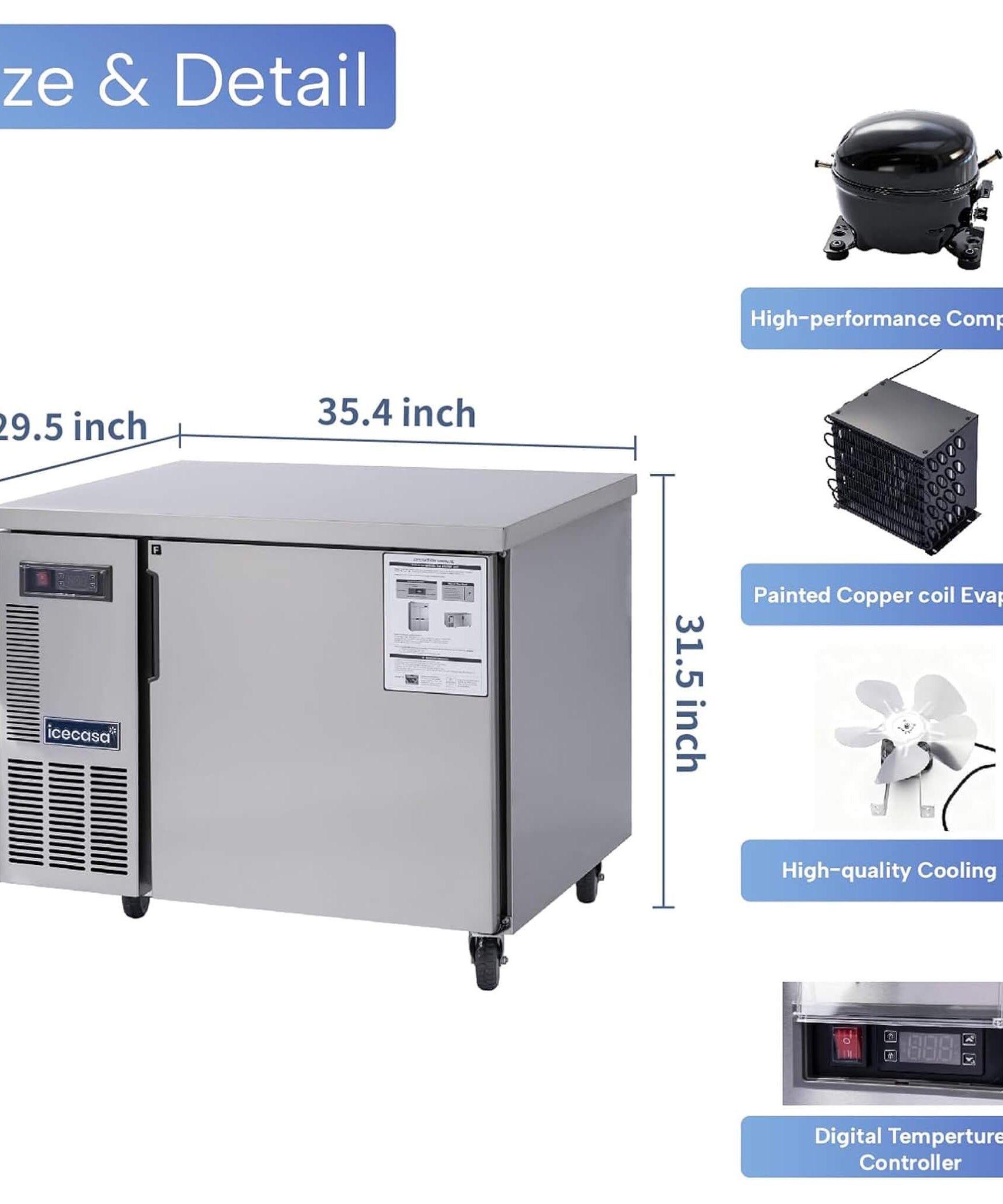 Heavy-Duty Commercial Stainless Steel Undercounter Worktop Freezer (SAK47218)