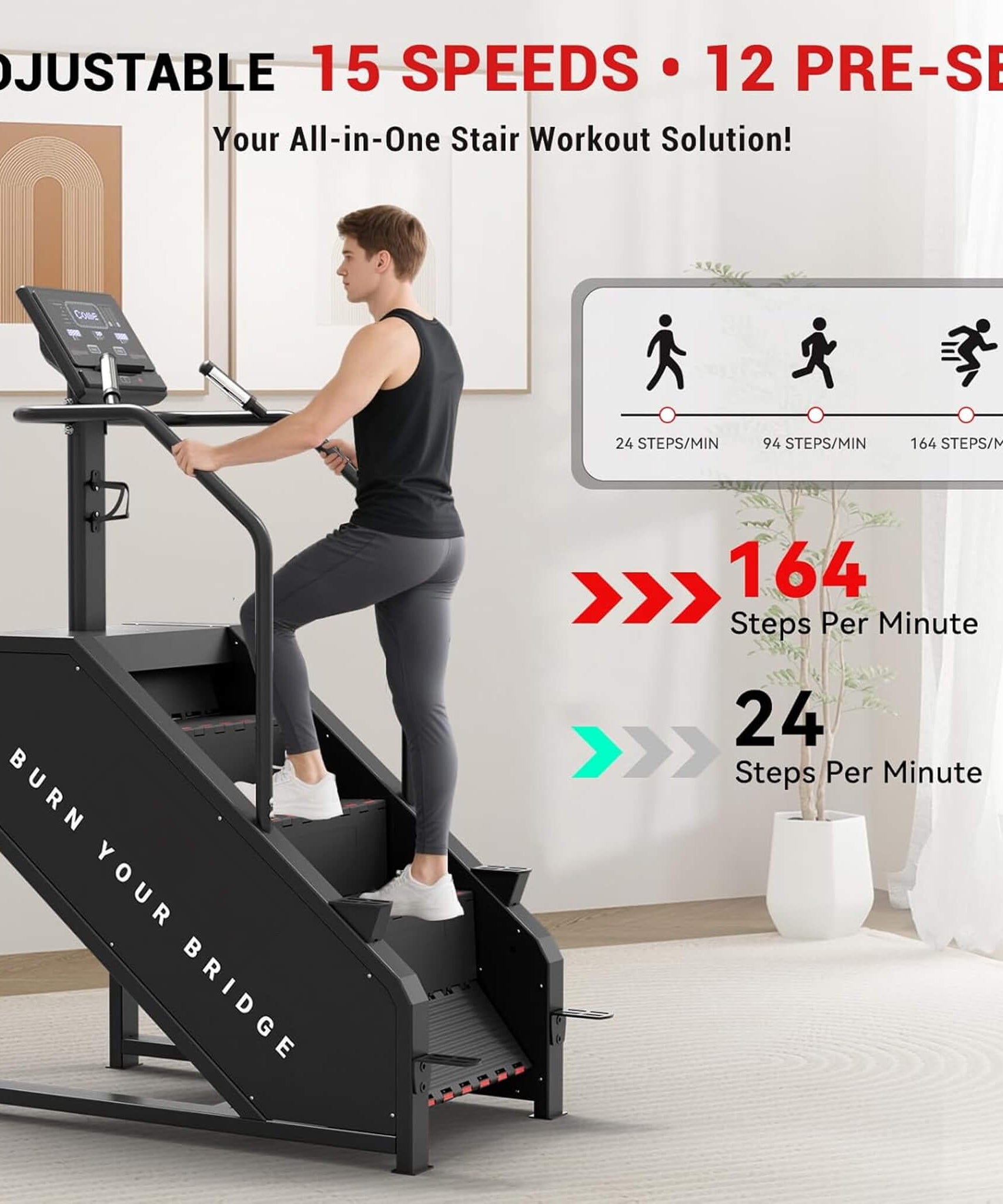 Rovix Commercial Stair Stepper With LED Display And 15 Resistance Levels (SAK91837)