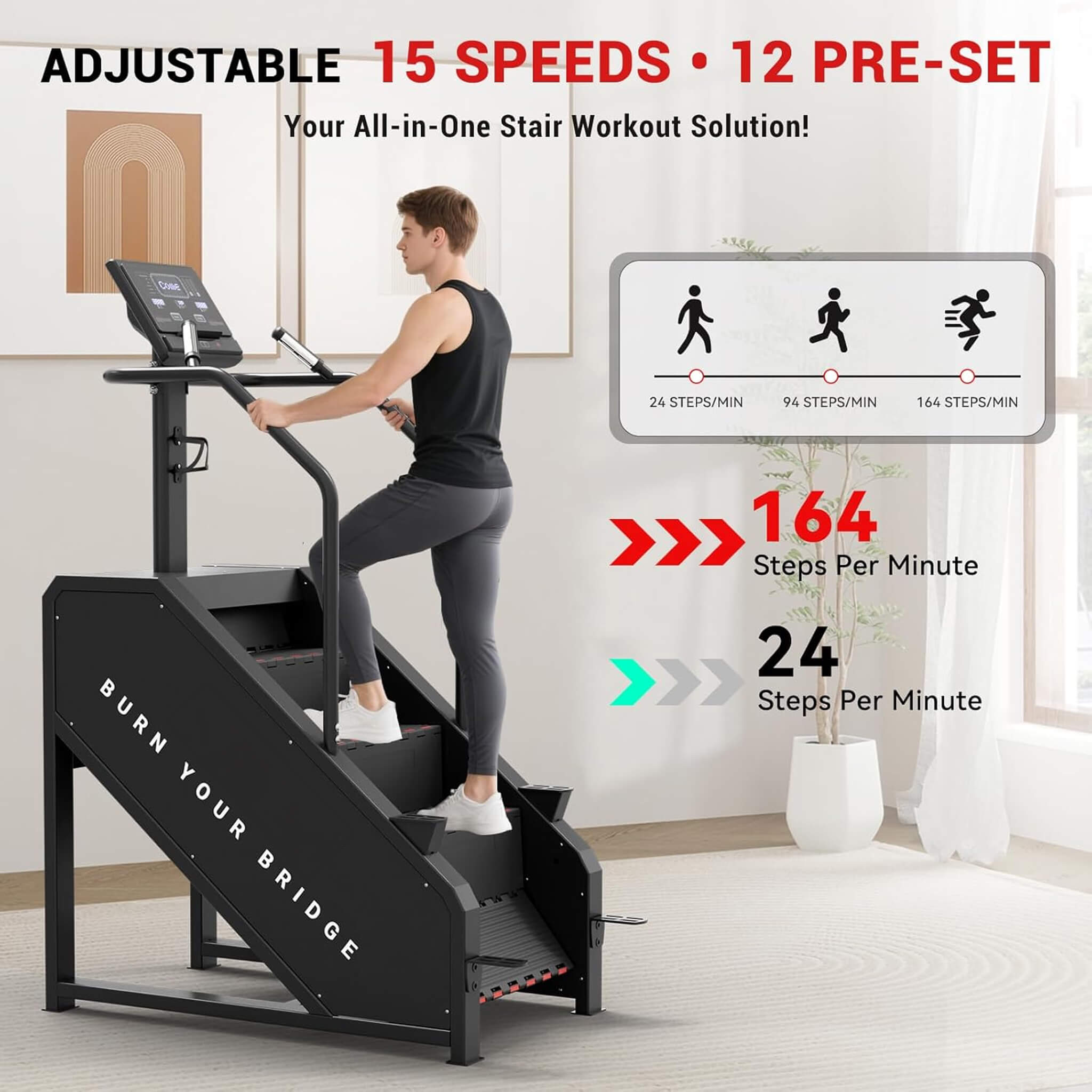 Rovix Commercial Stair Stepper With LED Display And 15 Resistance Levels (SAK91837)