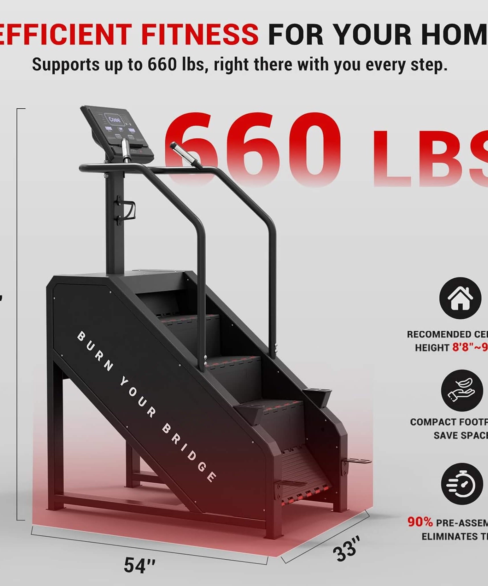 Rovix Commercial Stair Stepper With LED Display And 15 Resistance Levels (SAK91837)