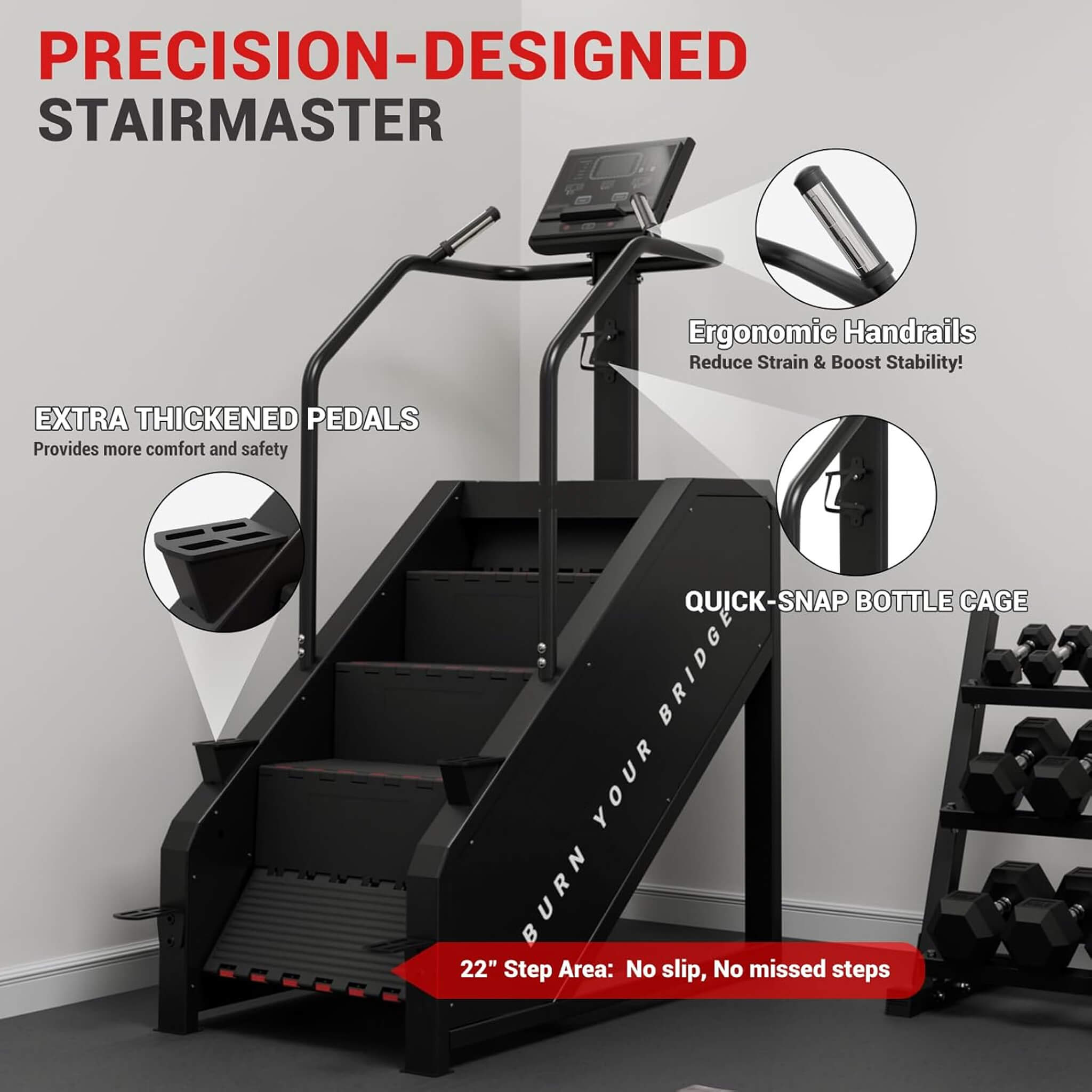 Rovix Commercial Stair Stepper With LED Display And 15 Resistance Levels (SAK91837)