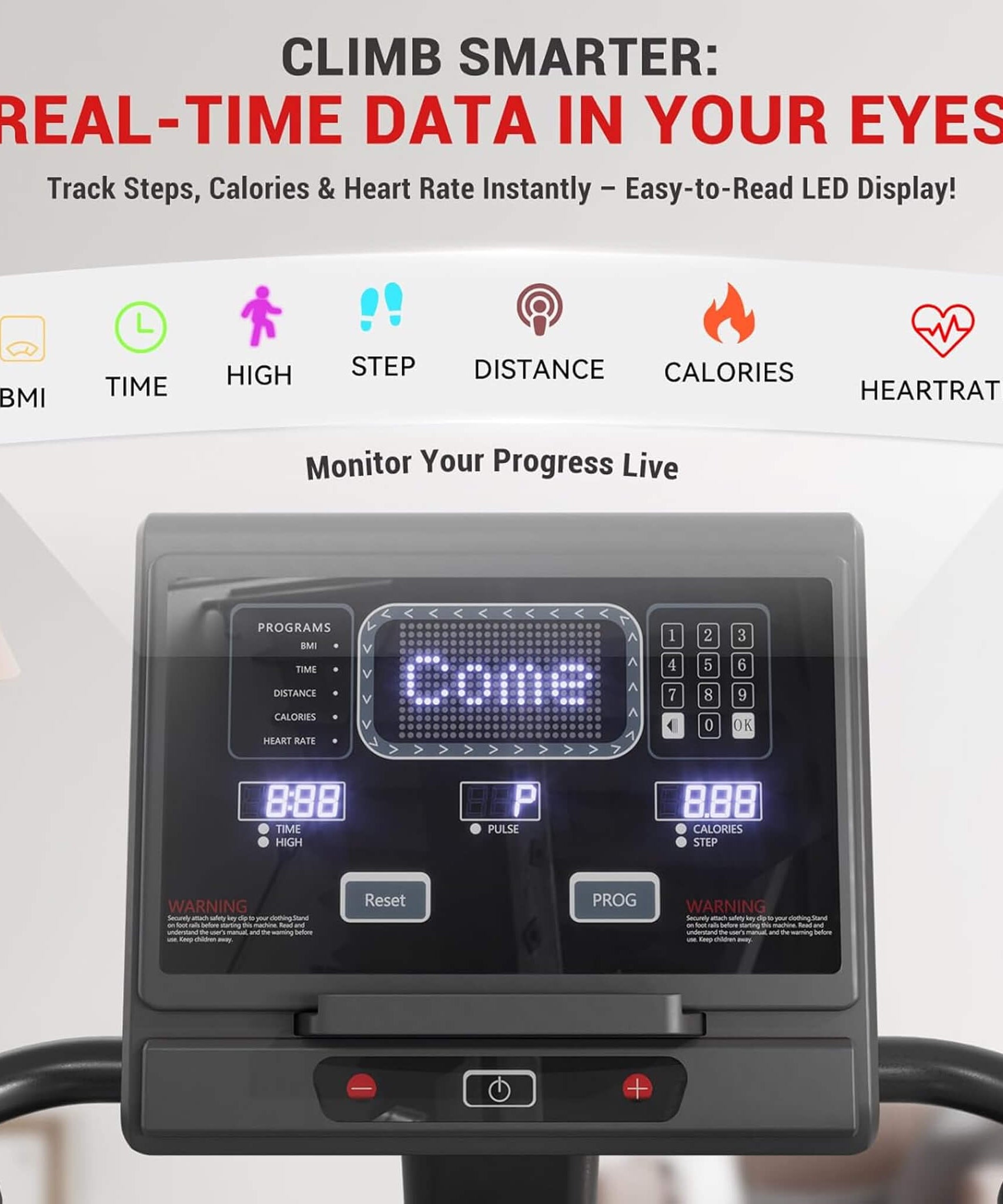 Rovix Commercial Stair Stepper With LED Display And 15 Resistance Levels (SAK91837)